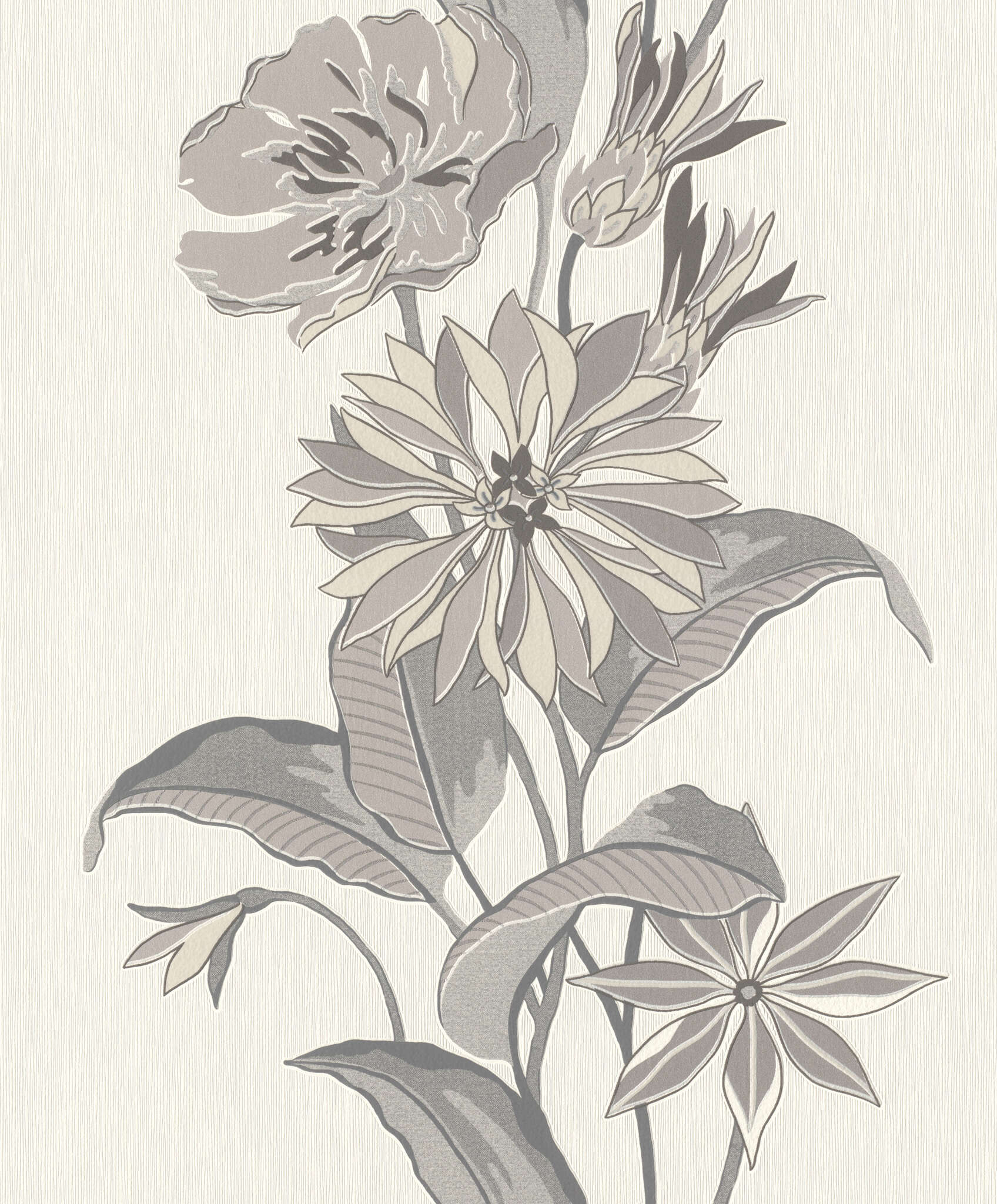 10-508260 Artikelscan 1 Papier peint intissé blanc avec rince-fleurs gris 508260
