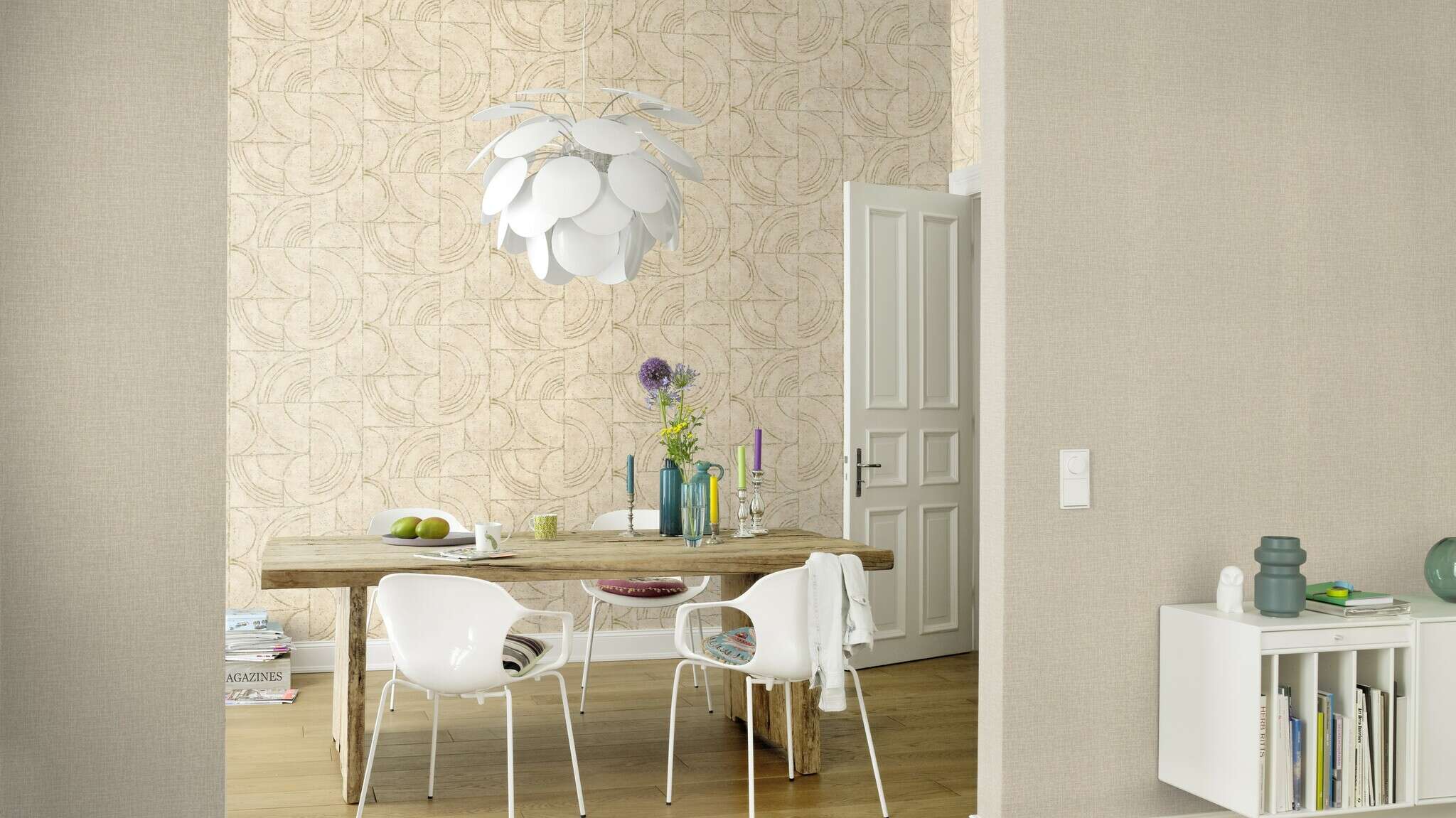 10-653724 Raumbilder 1 Papier peint intissé uni beige-gris Welcome Home 653724