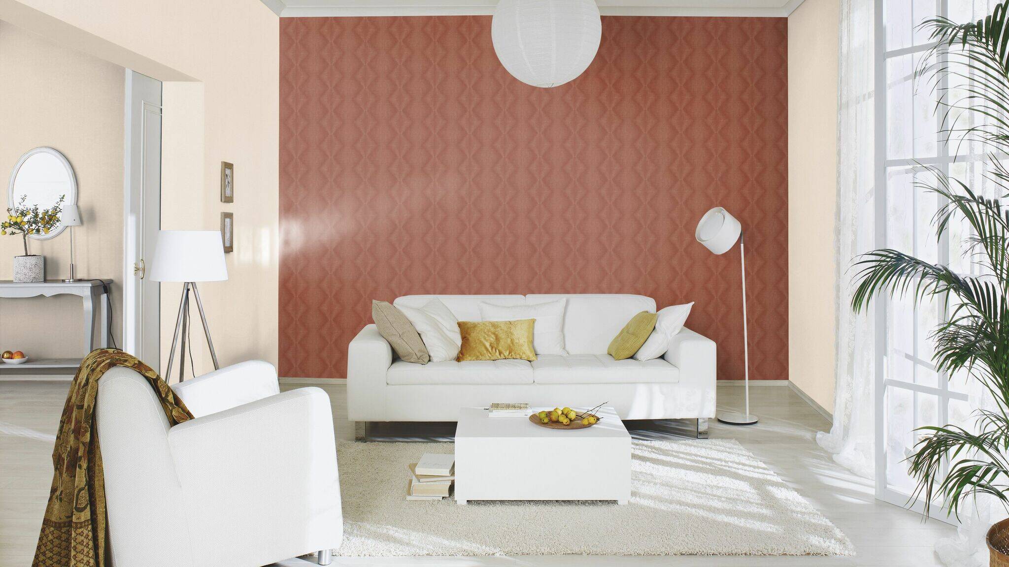 10-406474 Raumsituationen 1 Non-woven wallpaper in orange rust Selection vinyl/non-woven 406474