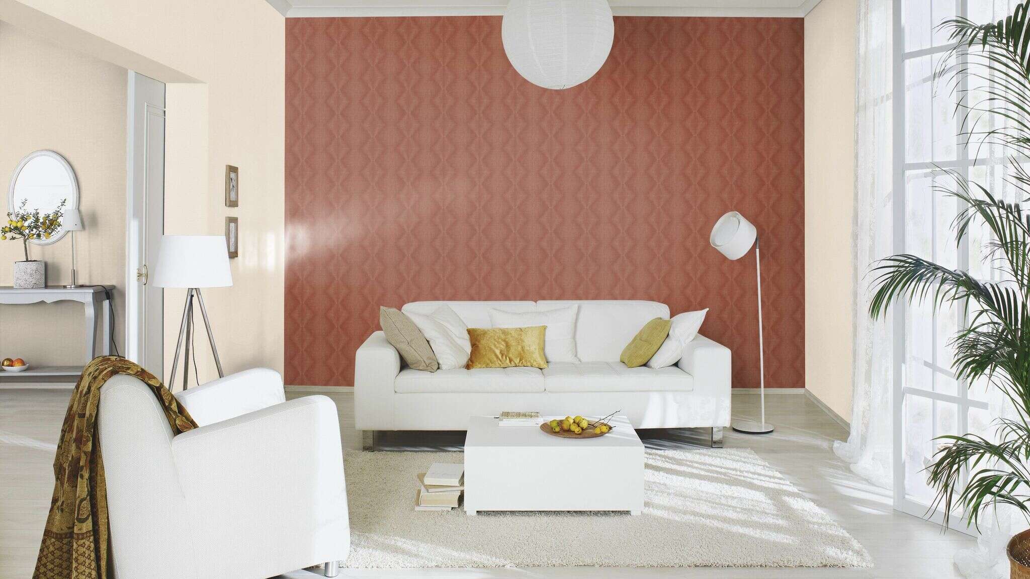 10-406474 Raumsituationen 1 Non-woven wallpaper in orange rust Selection vinyl/non-woven 406474