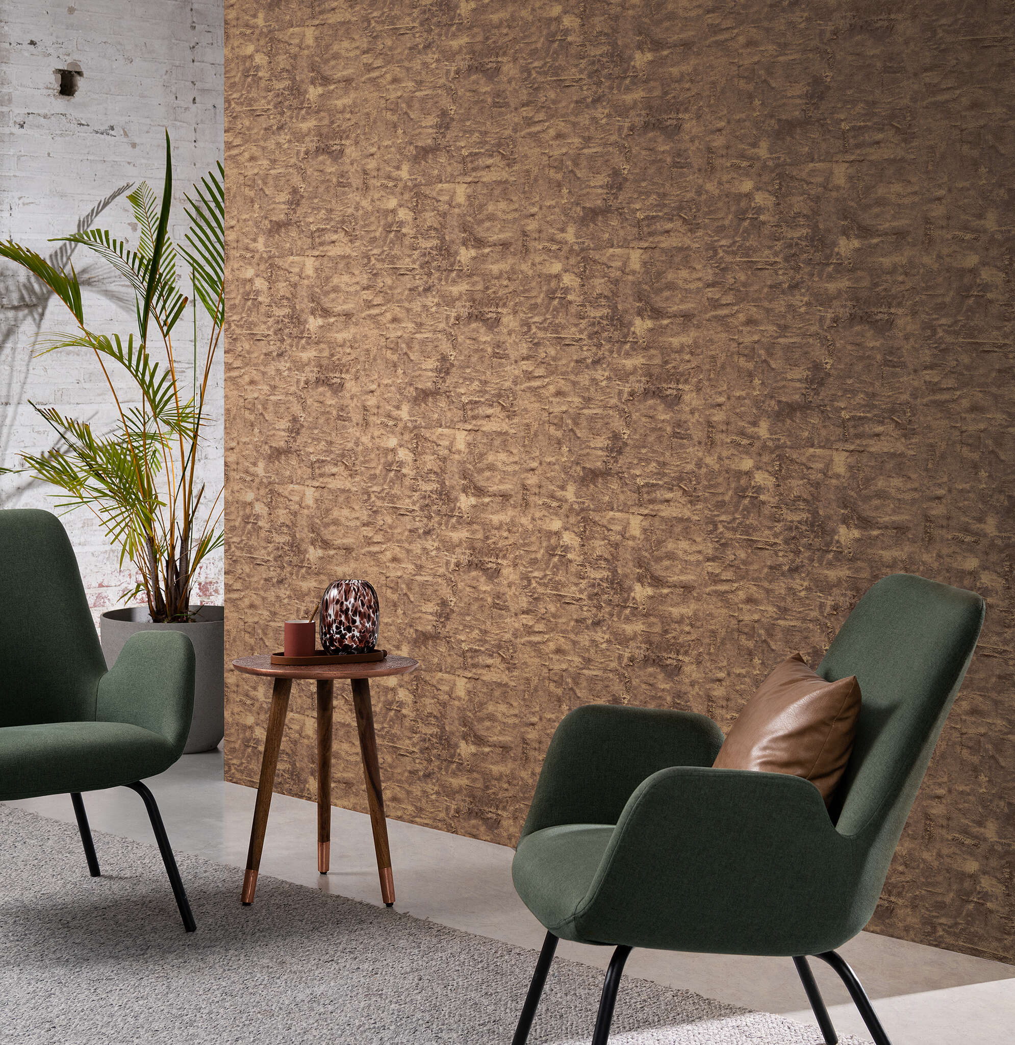 10-499711 Raumbilder 1 Room with Wallpaper with vintage metal look