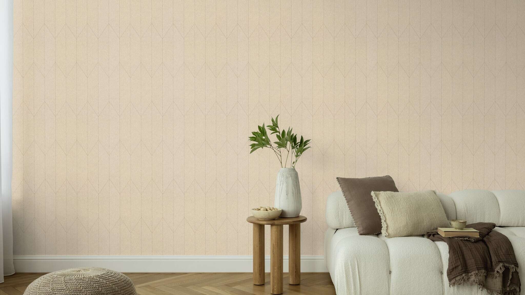 10-816365 Raumsituationen 4 Fischgrät Vliestapete in Beige #followusaround 816365