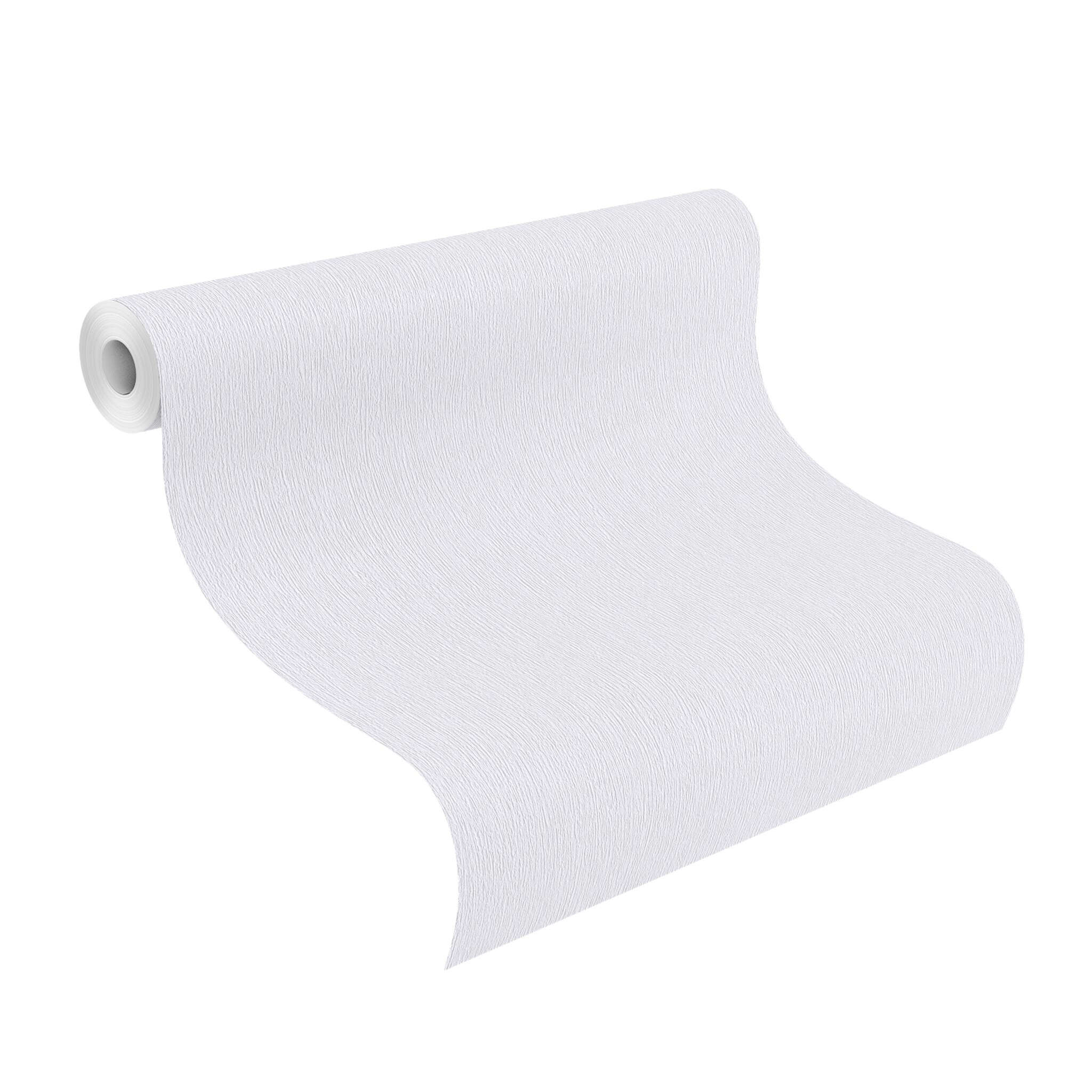 10-201819 Rolle abgerollt 1 Unrolled wallpaper roll with Plain wallpaper with a fine vertical embossing in a neutral light grey