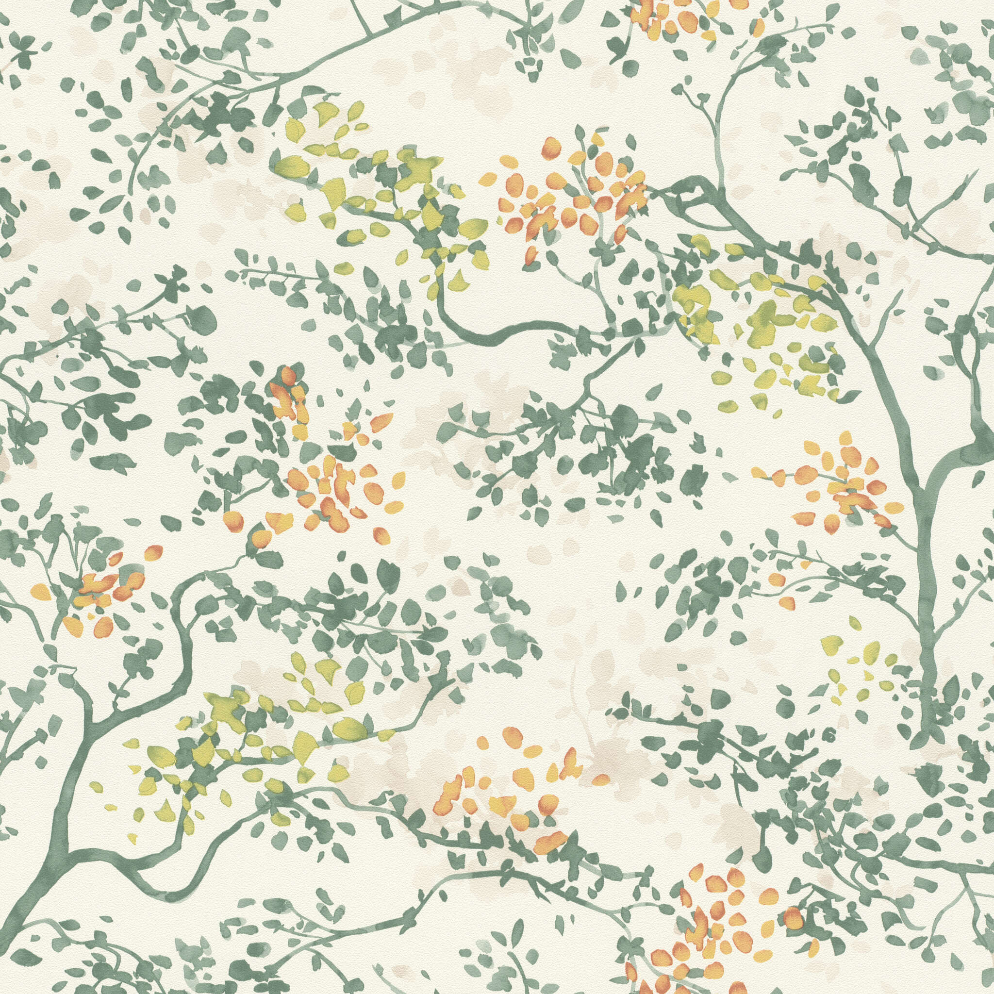 10-791730 Artikelscan 1 Wallpaper with leaves and twigs in a watercolour look