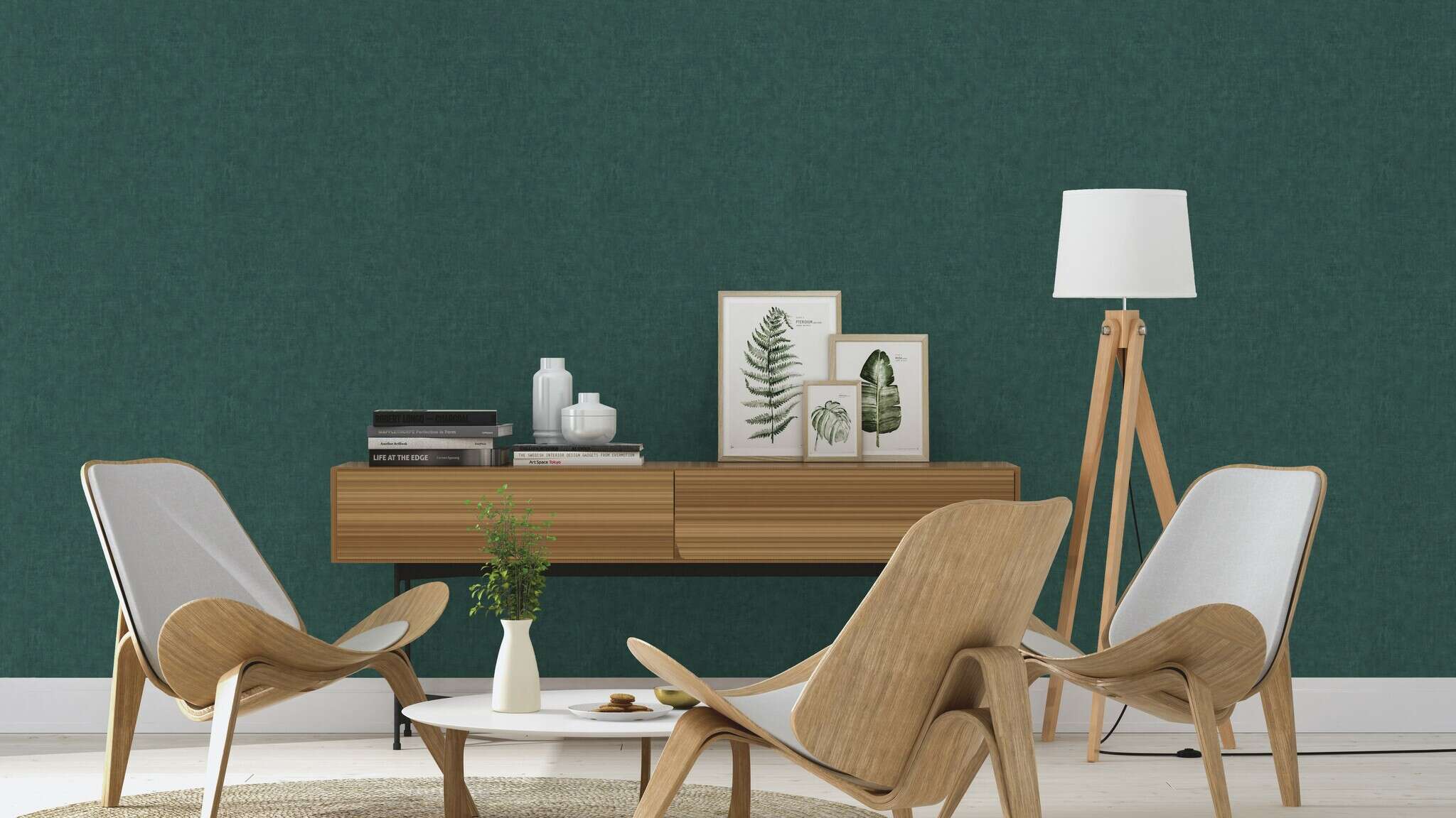10-429282 Raumsituationen 3 Metal look non-woven wallpaper in green-opal green Selection 429282