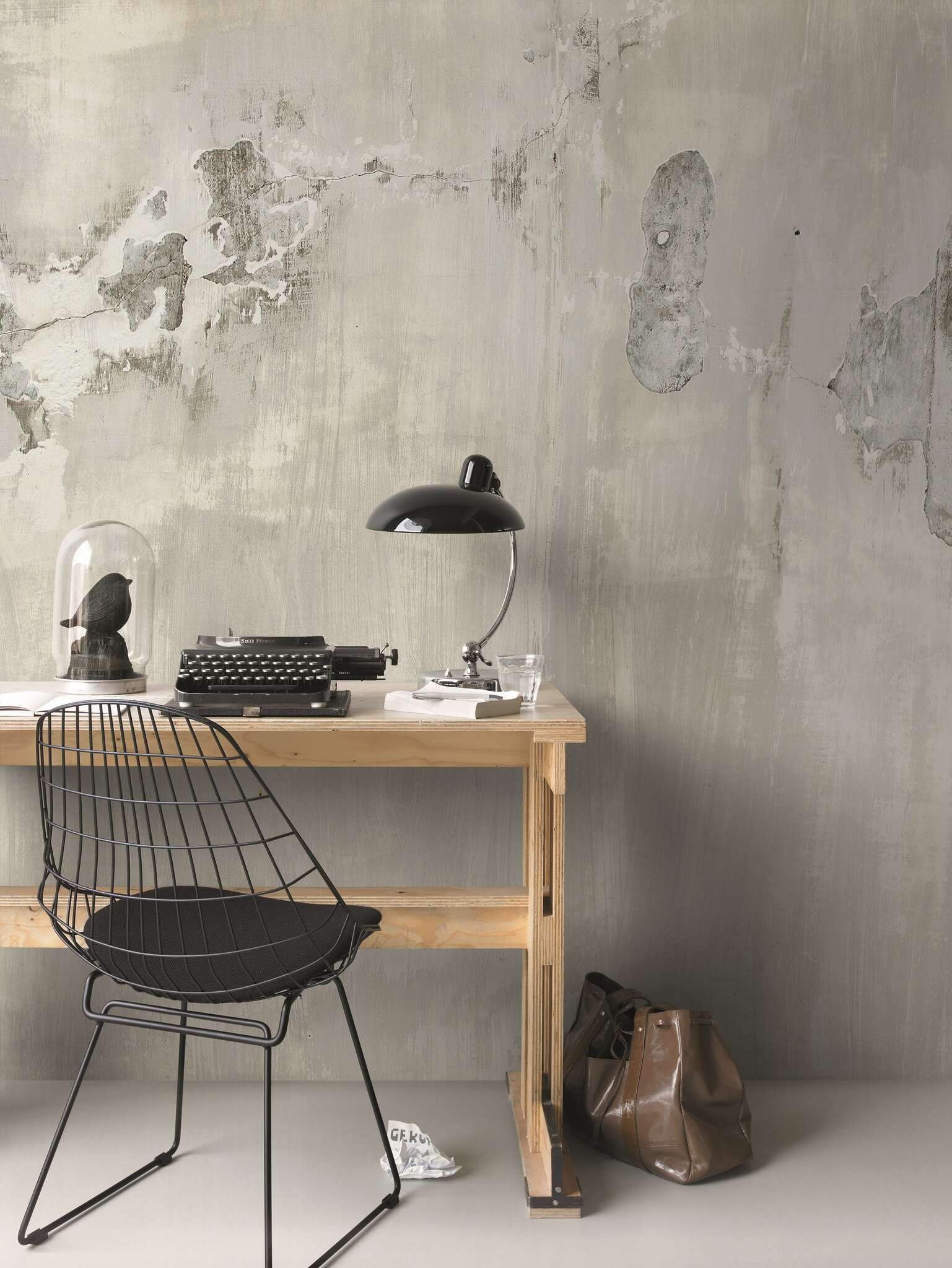 10-439908 Raumbilder 1 Concrete look industrial non-woven wallpaper in gray photo wallpaper - Factory 2 439908