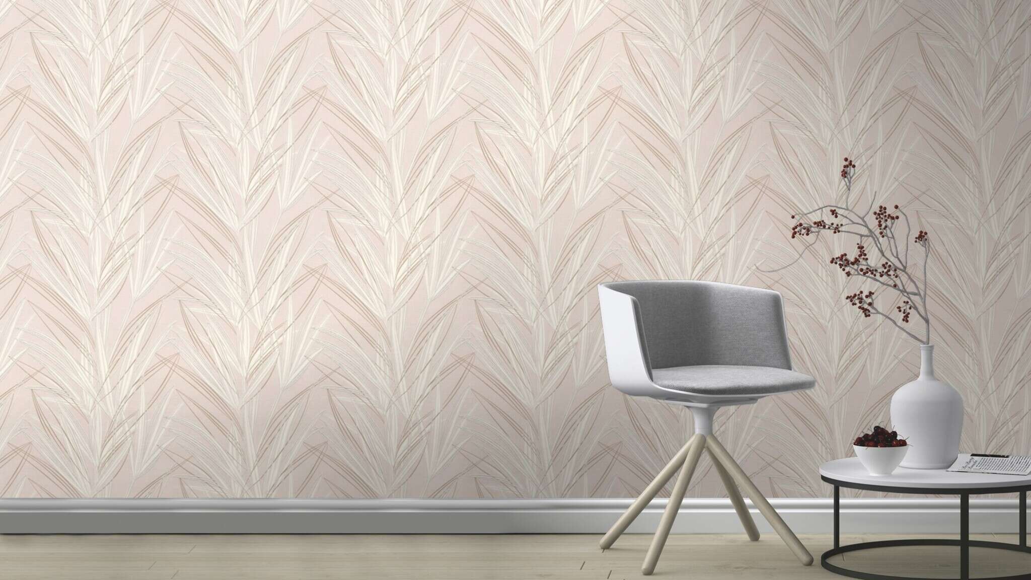 10-654028 Raumsituationen 4 Grass non-woven wallpaper in pink rose Welcome Home 654028