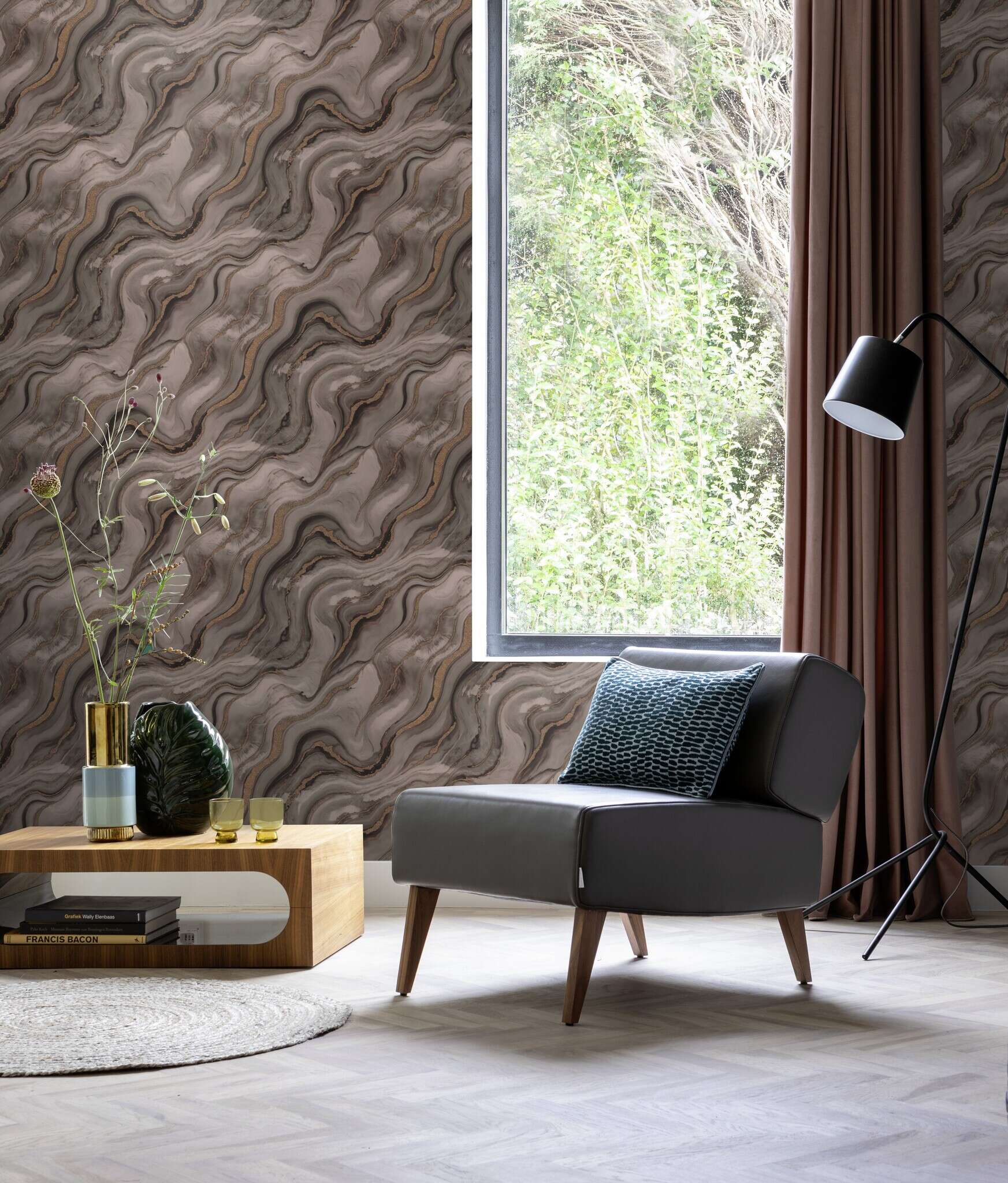 10-497656 Raumsituationen 3 Marble-effect wallpaper in grey - Factory VI Marmorea 497656