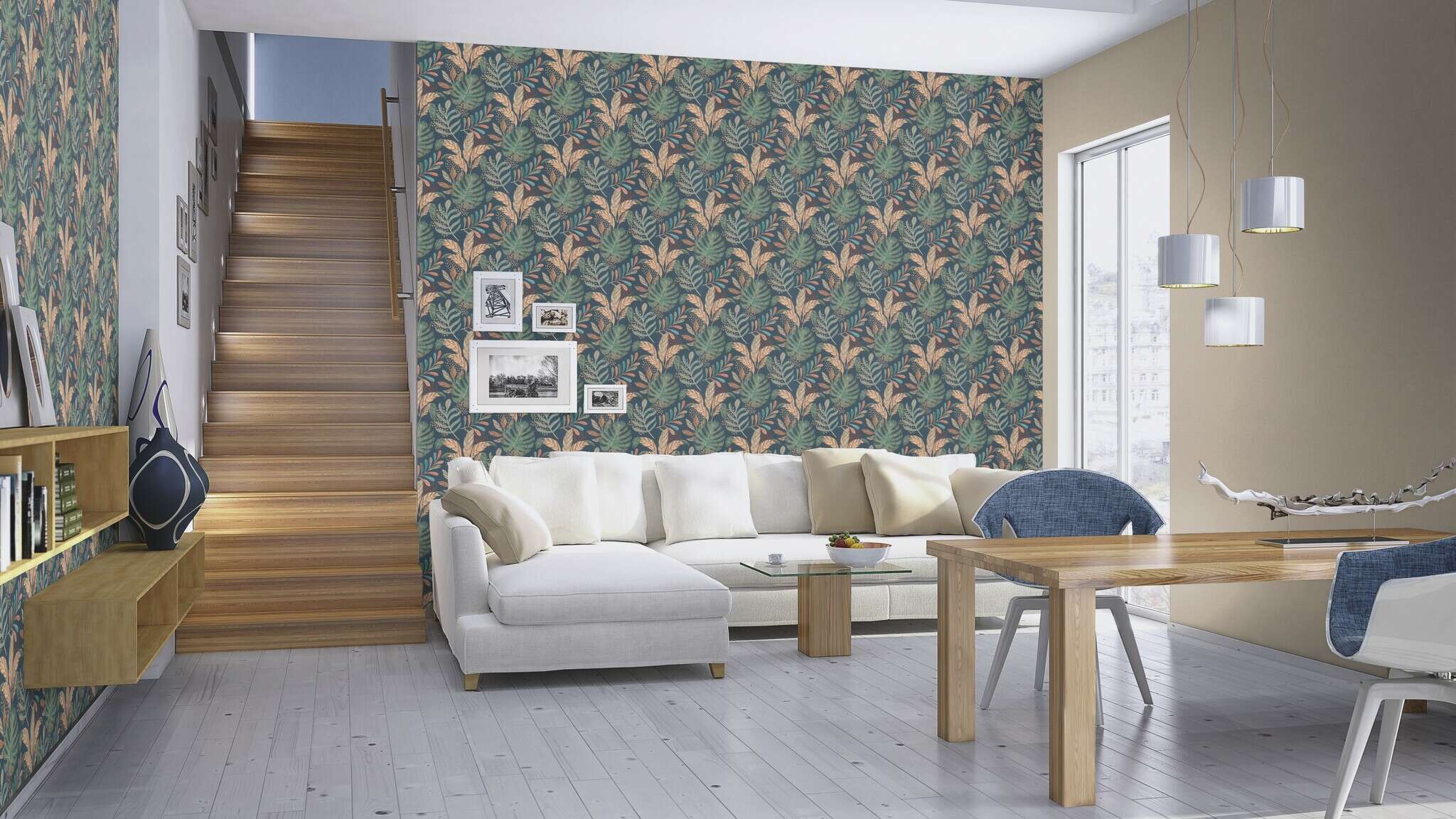 10-464306 Raumsituationen 3 Non-woven wallpaper in blue-night blue Selection vinyl/non-woven 464306