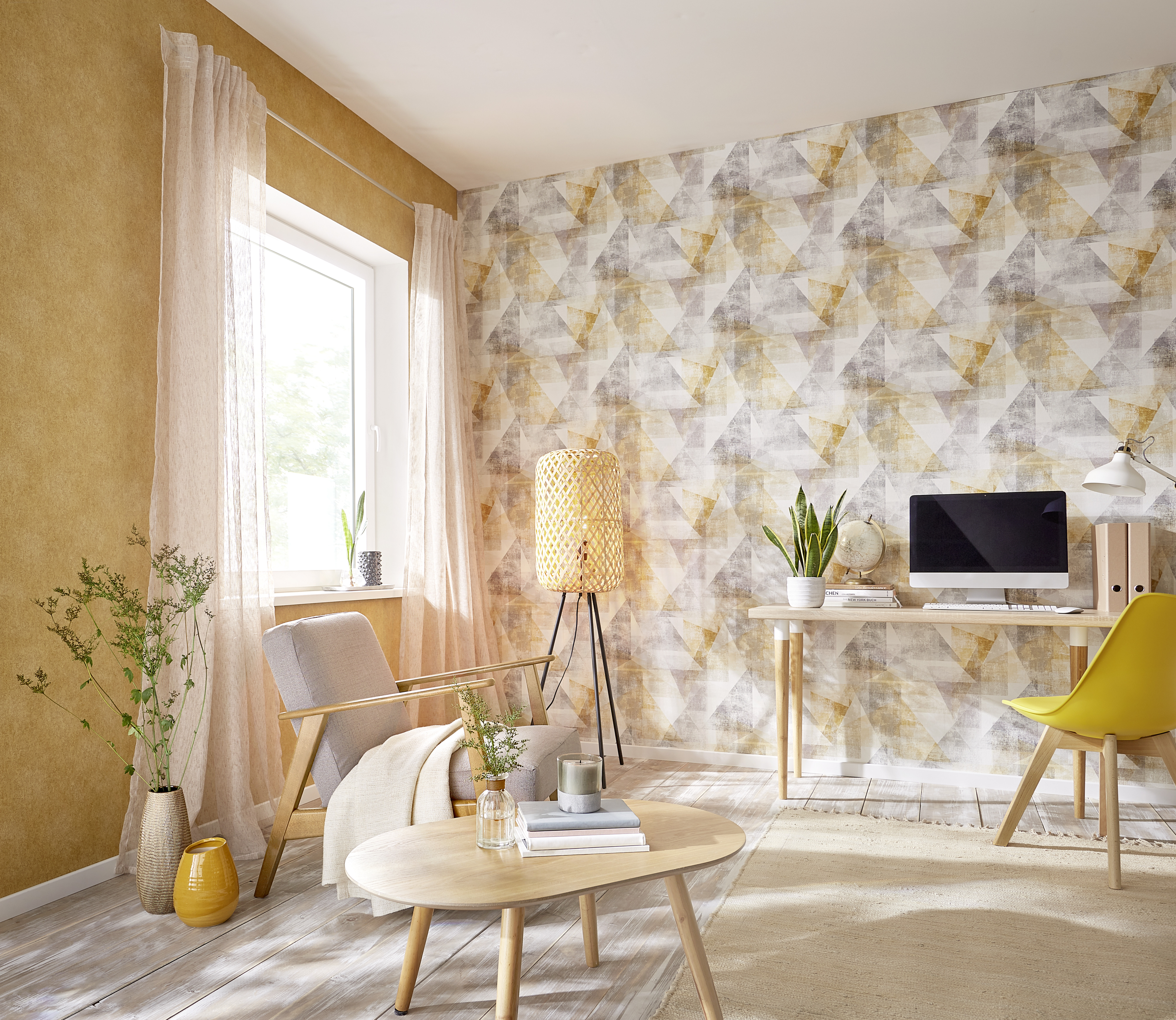 10-617948 Raumbilder 2 Graphic non-woven wallpaper in yellow-curry The best (2025) 617948