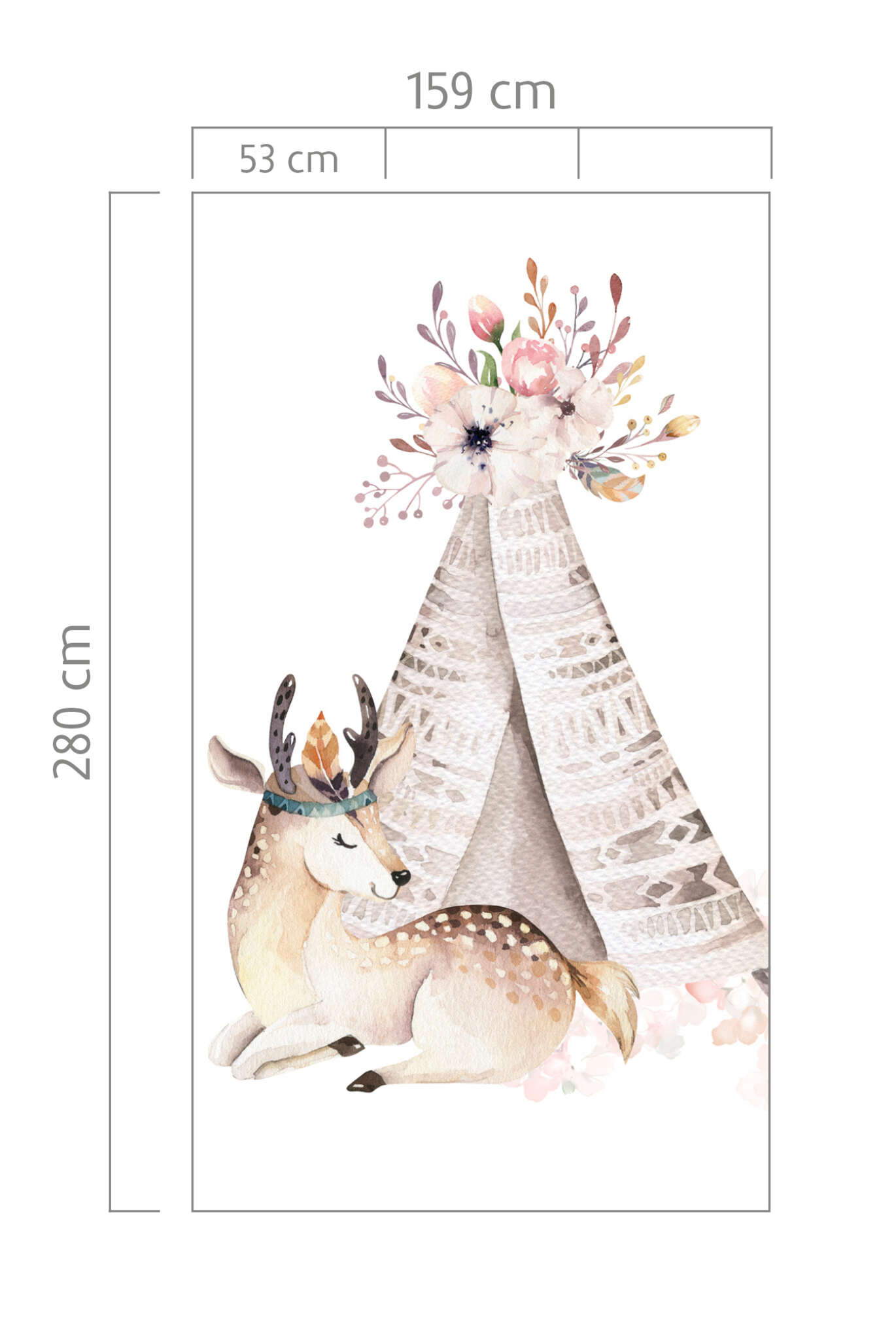 10-367904 Bildauschnitt 1 Fototapete Kinderzimmer mit Tipi und Reh in Creme - Kids World II 367904