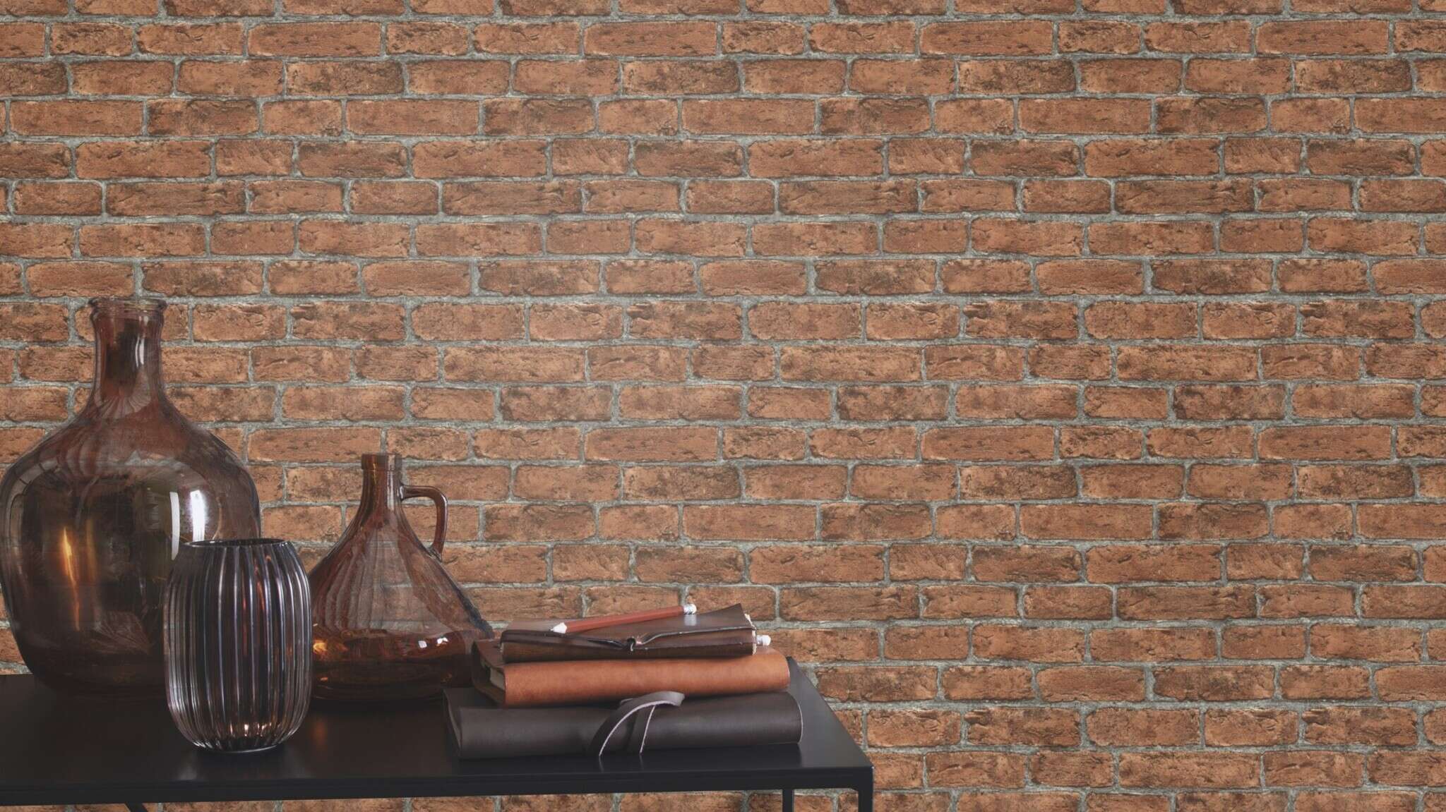10-504811 Raumsituationen 2 Non-woven wallpaper stone look in red 504811
