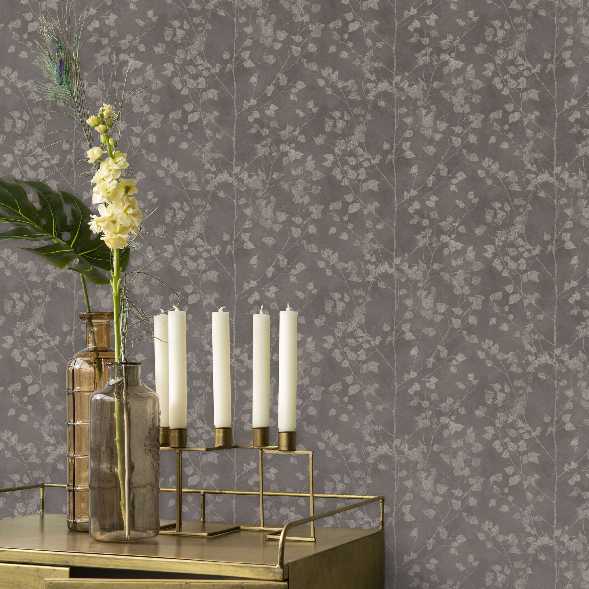 10-416664 Raumsituationen 2 Non-woven wallpaper in black-taupe Selection 416664