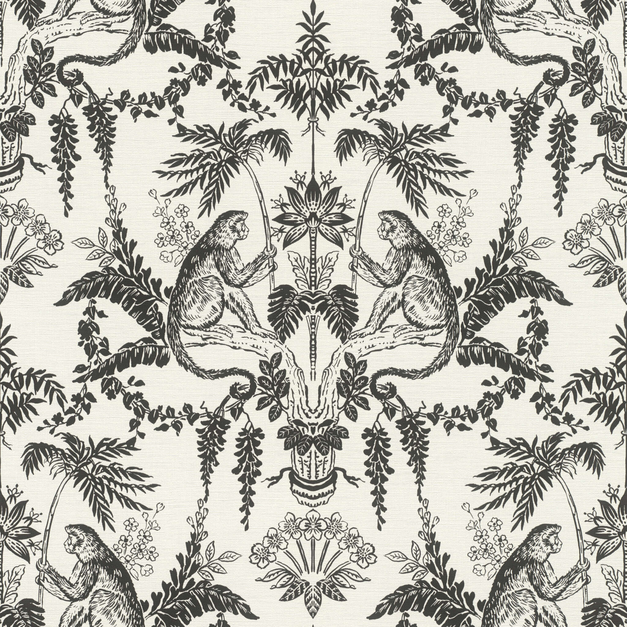 10-693607 Artikelscan 1 Tapete mit Affen und botanischen Ornamenten