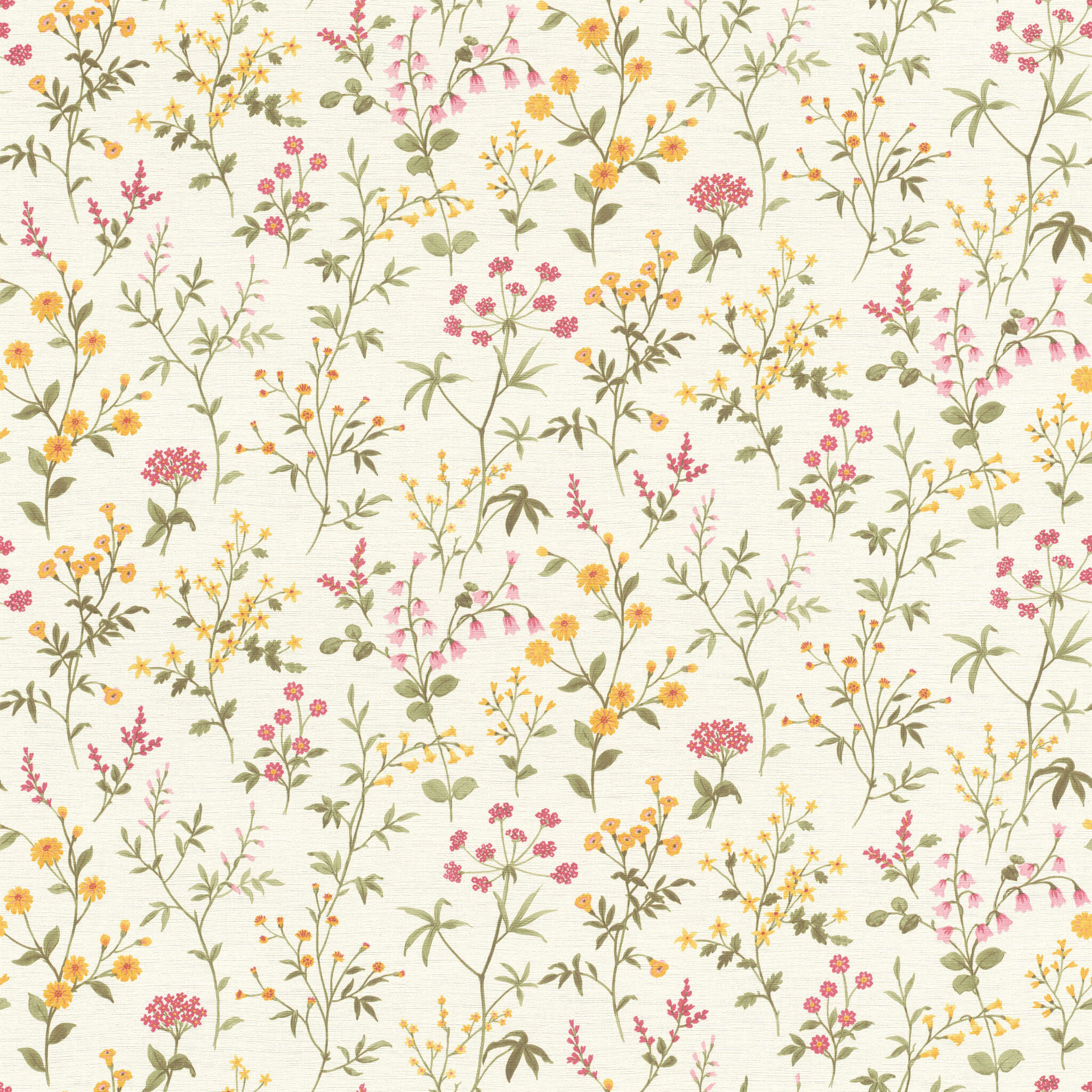Selbstklebende Tapete Blumen Daisy 370317 - Geblümte Tapete Selbstklebende Tapete Blumen Daisy 370317 - Geblümte Tapete mit Wildblumen in Gelb, Rosa und Grün