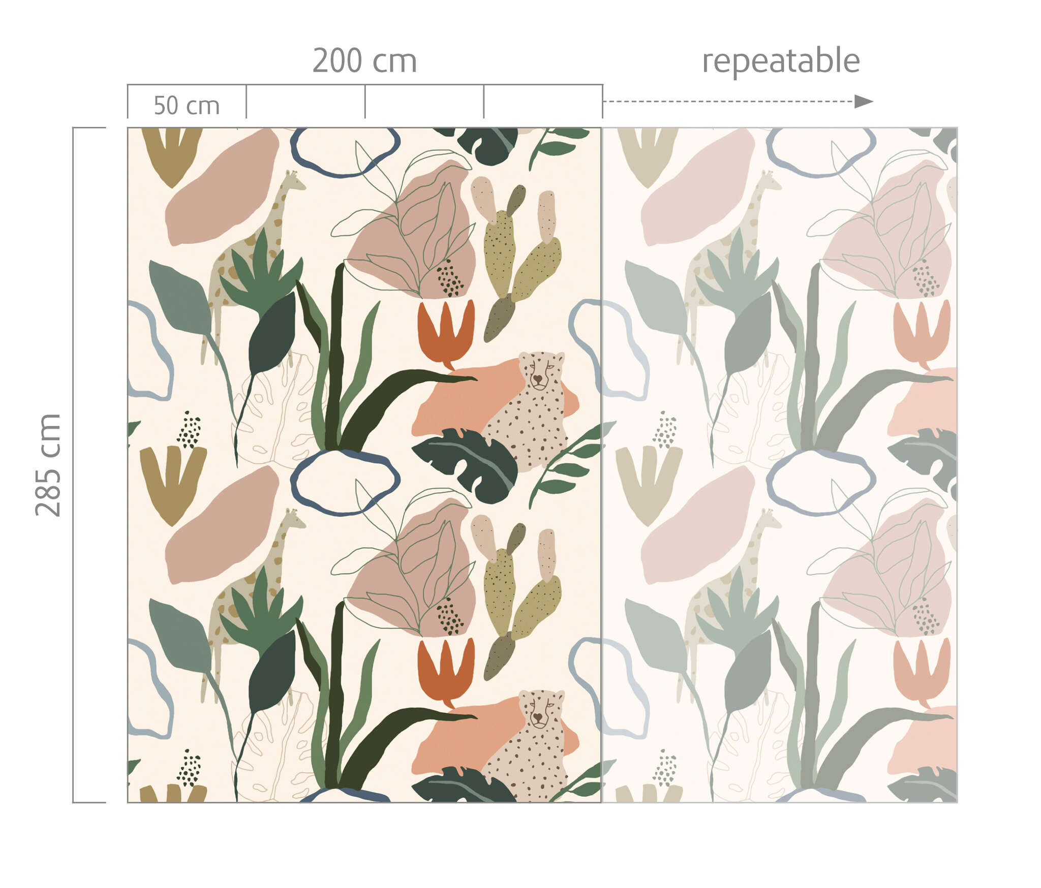10-300090 Bildauschnitt 1 Wall mural Safari in Multi | Roomblush - RB246