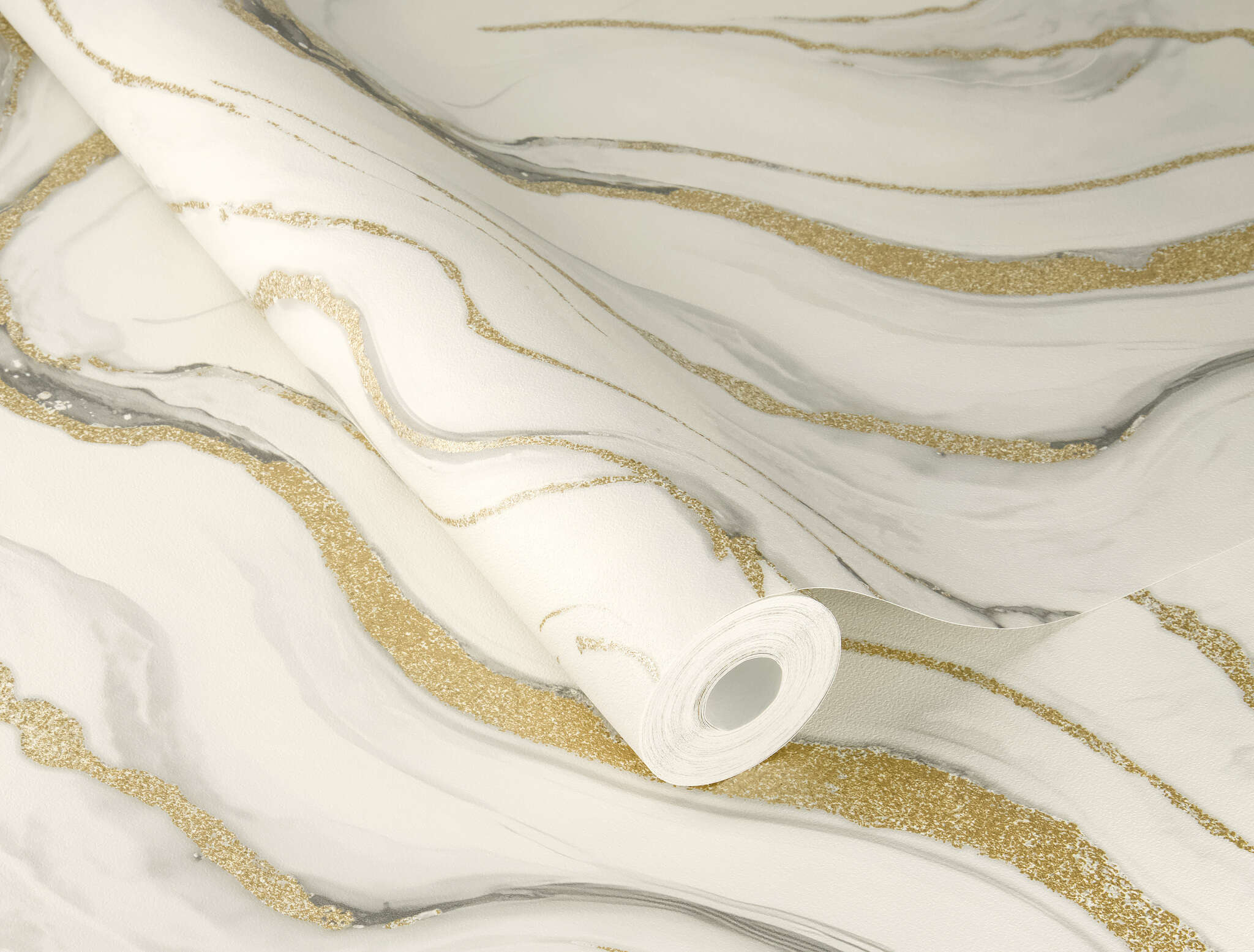 10-497618 Detailaufnahmen 1 Marble-effect wallpaper in white - Factory VI Marmorea 497618