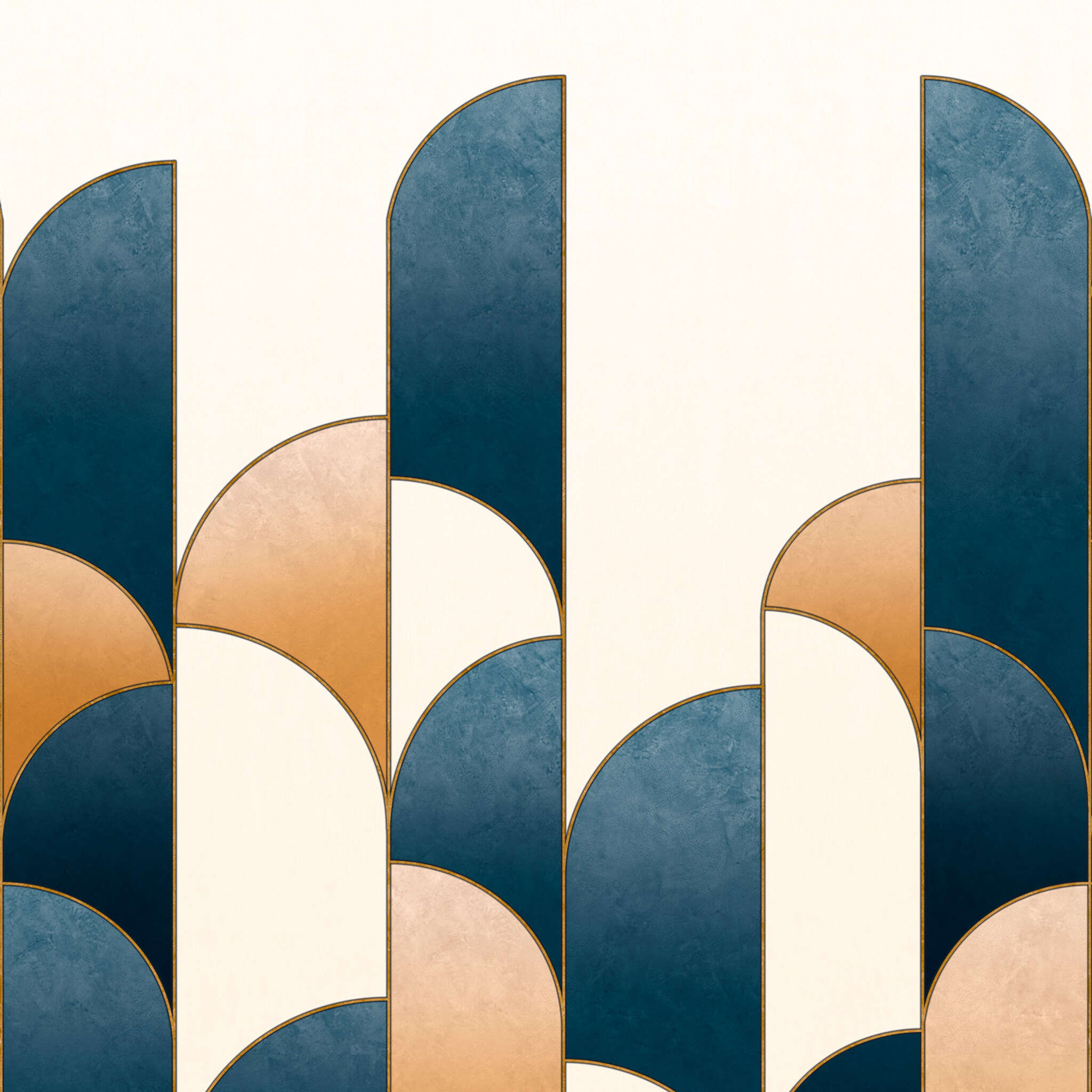 Fototapete Art-Deco Bögen in Blau Gold 552164