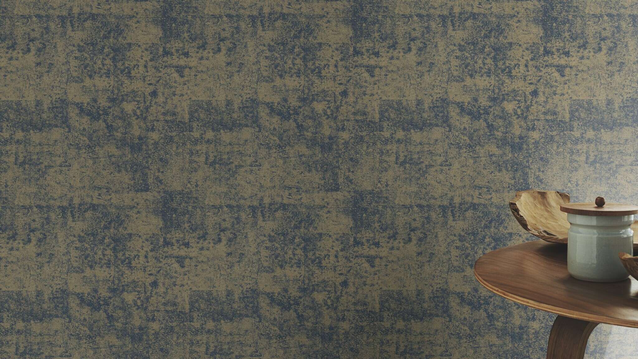10-410723 Raumsituationen 1 Vintage non-woven wallpaper in blue-night blue Selection 410723