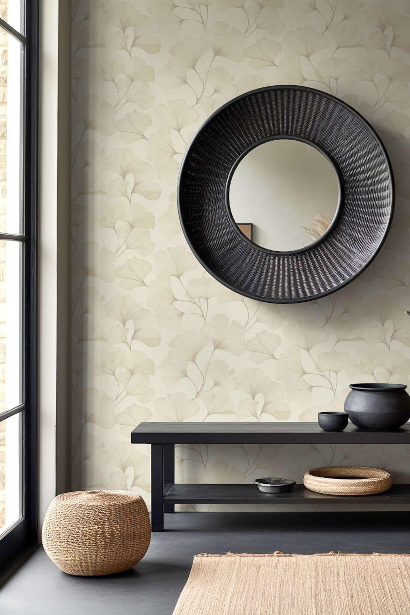 10-795646 Raumsituationen 1 Ginkgoblätter Vliestapete in Beige #followusaround 795646