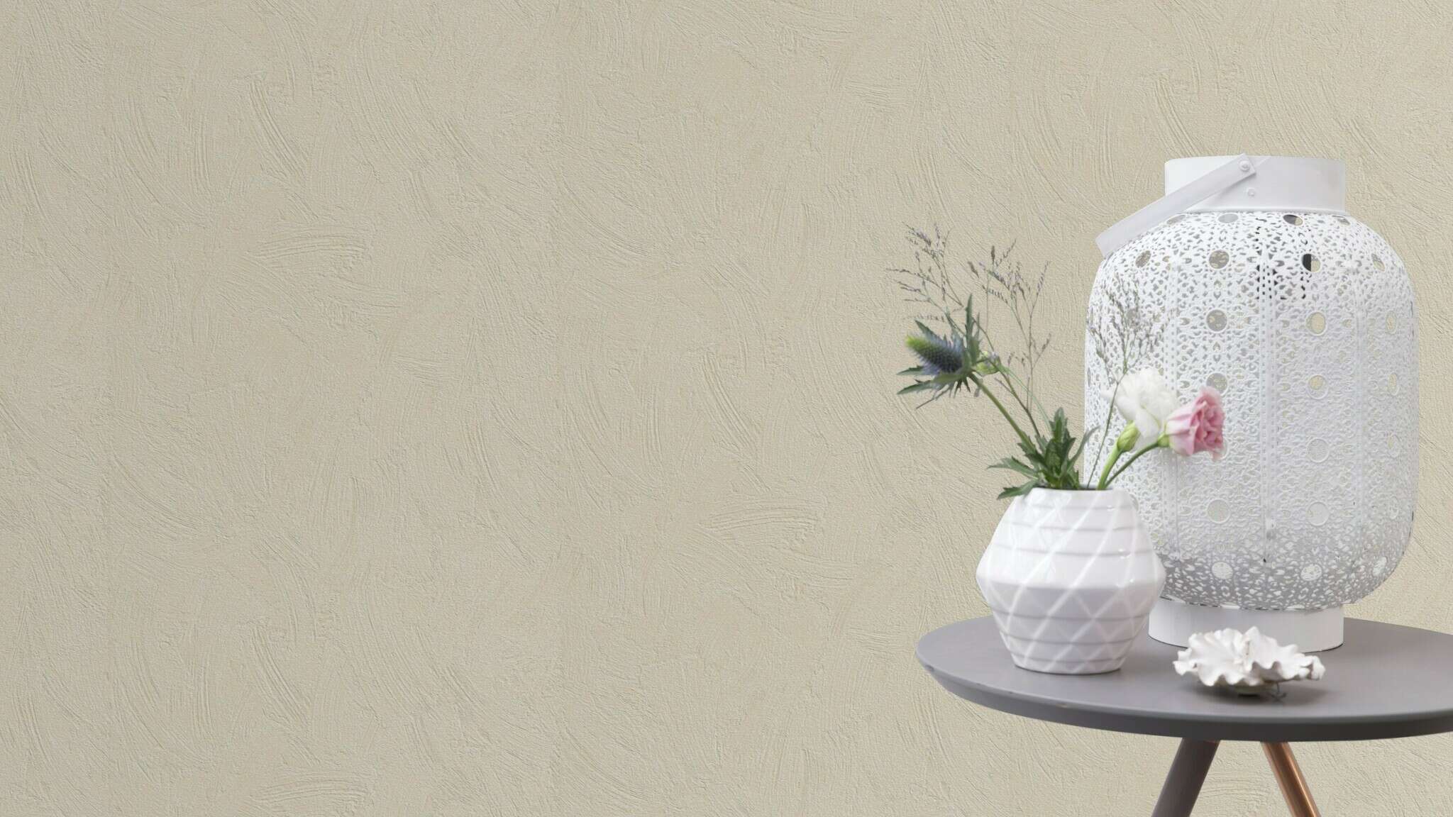 10-483406 Raumsituationen 3 Non-woven wallpaper 483406 with plaster look in apricot