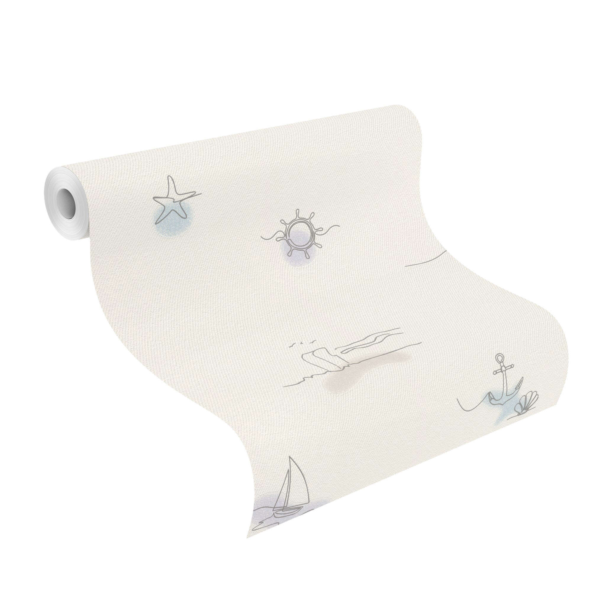 10-429527 Rolle abgerollt 1 Vliestapete Maritim in Blau 429527