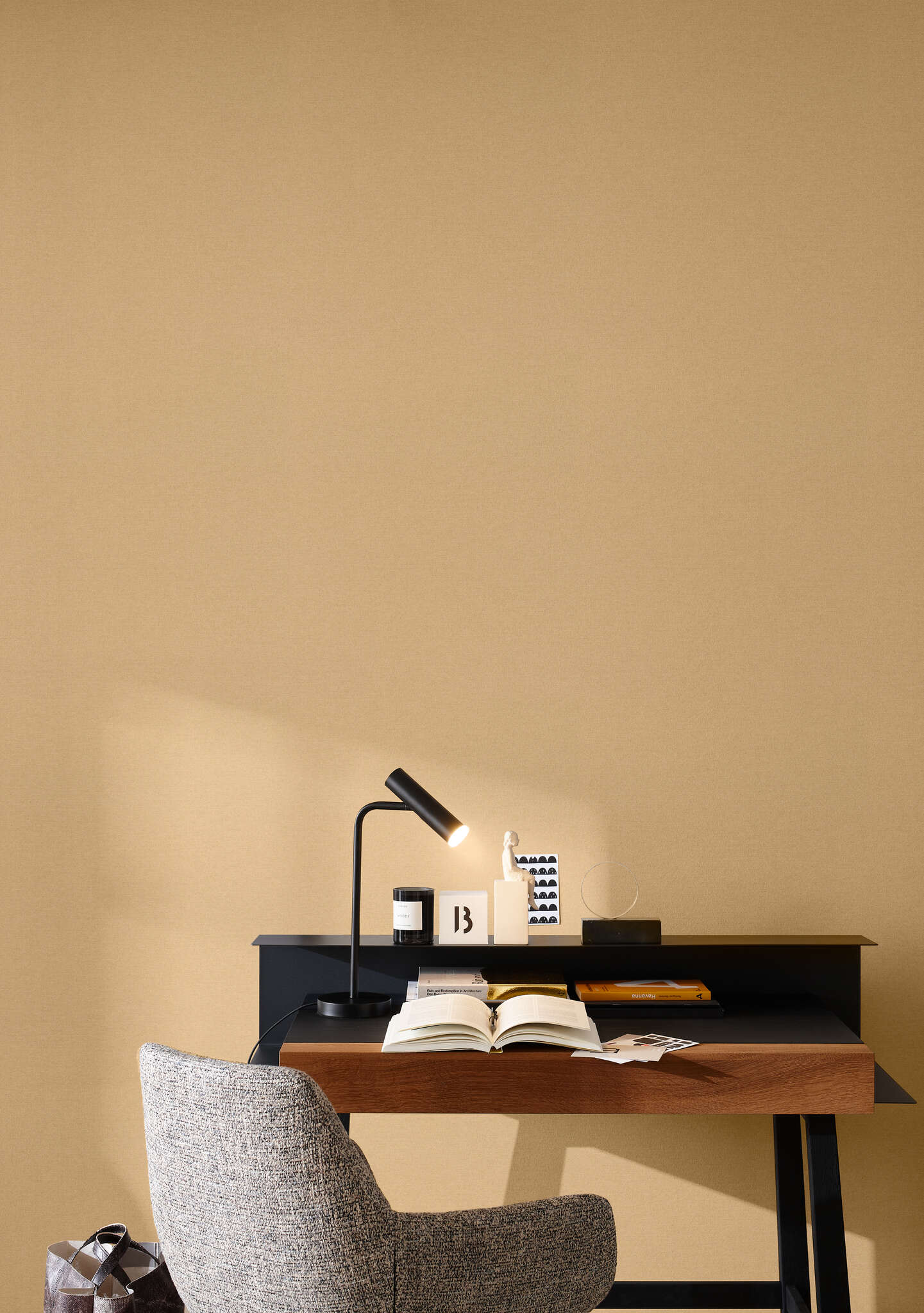 10-600292 Raumbilder 1 Room with Single-colour wallpaper with a woven look
