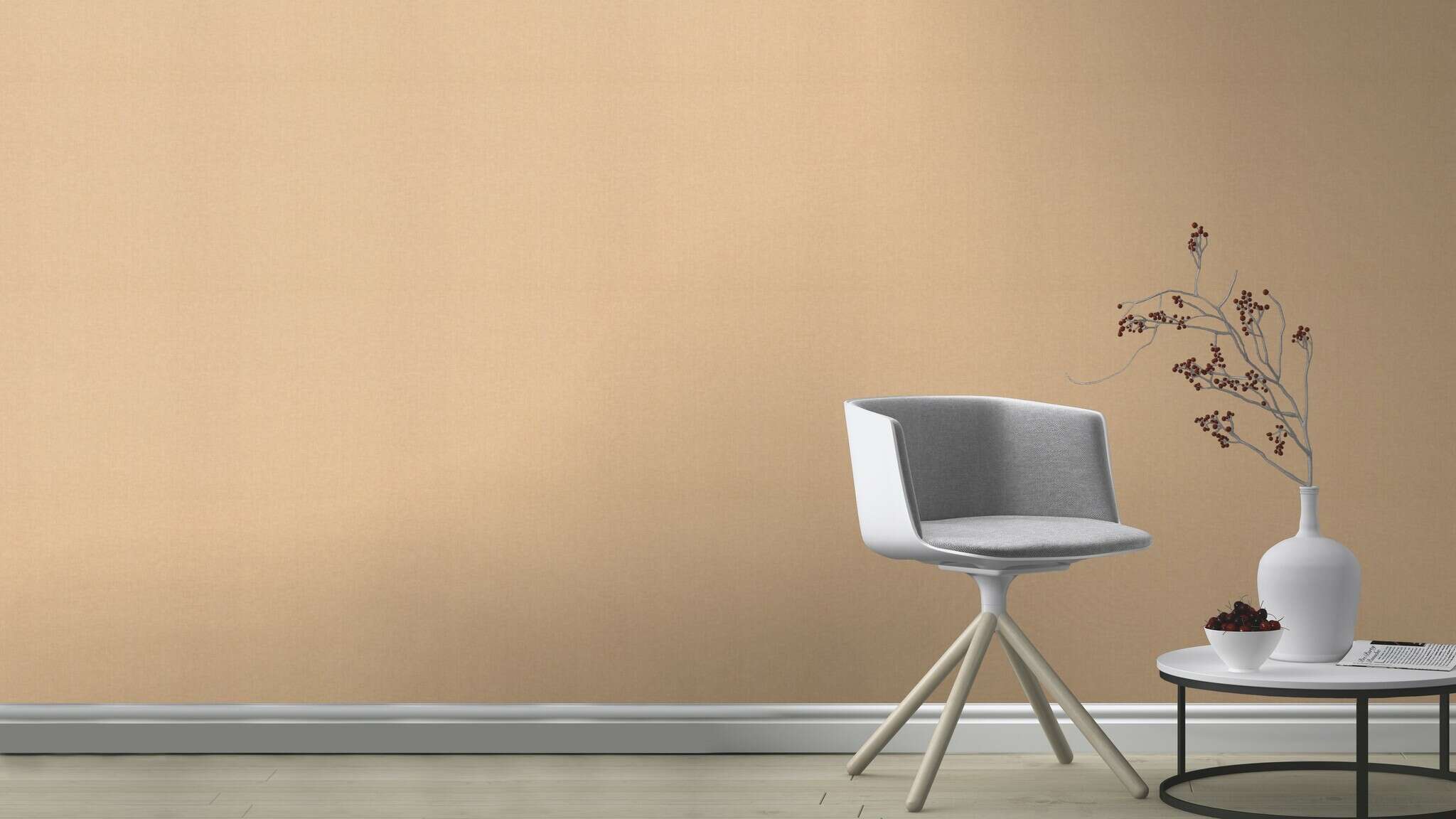 10-252866 Raumsituationen 1 Room with Beige wallpaper with a fabric-like surface, ideal for cosy walls