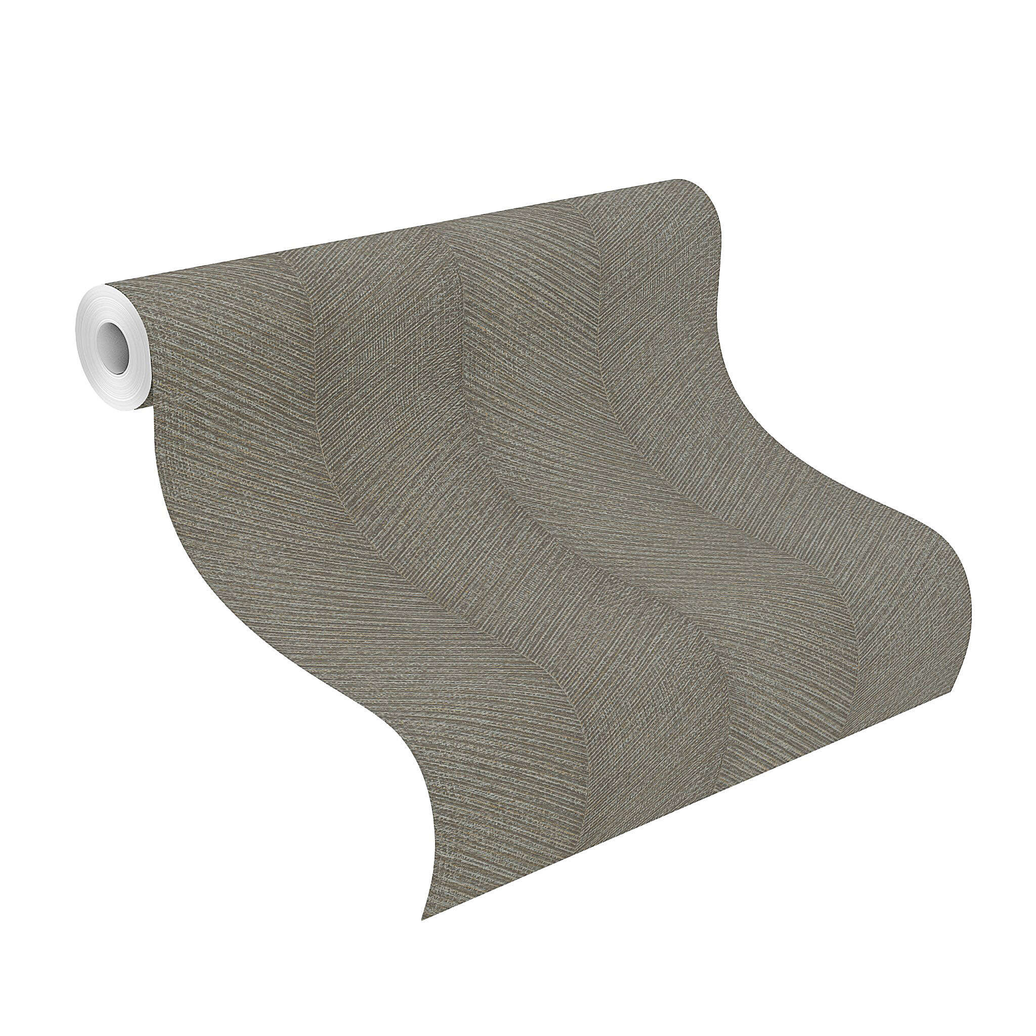 10-720303 Rolle abgerollt 1 Rollenabbildung mit Tapete mit Chevron Muster und Rillenstruktur