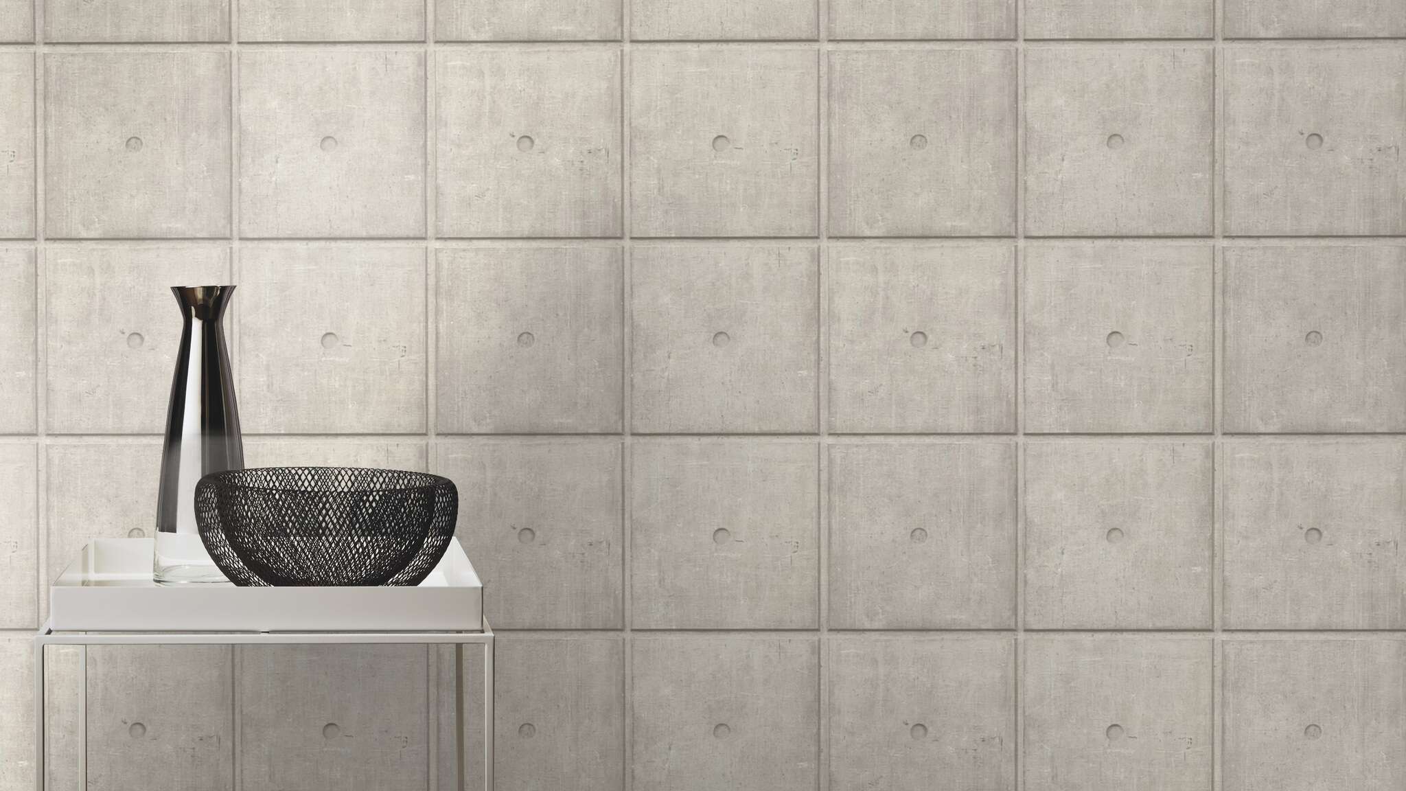 10-499421 Raumsituationen 3 Room with Wallpaper with concrete look