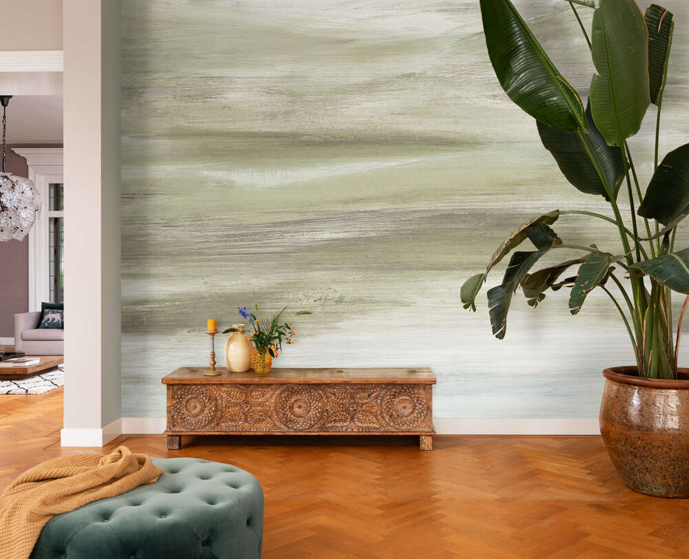 Wohnzimmer mit 363524 - Wandbild - Abstrakte Landschaft mit groben Pinselstrichen Indian Style Fototapete 363524