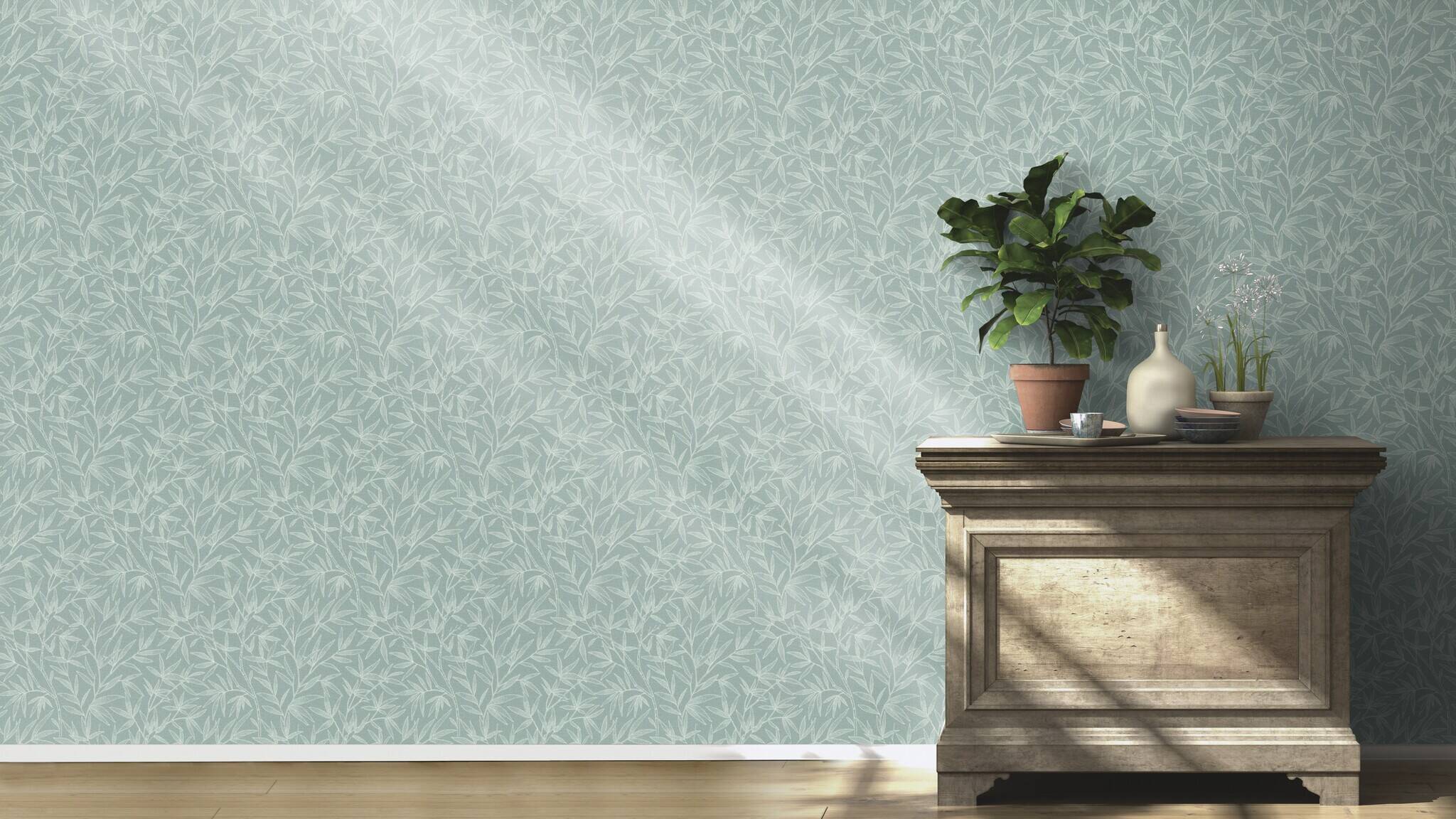 10-983159 Raumsituationen 1 Non-woven wallpaper in blue-petrol Novella XL 983159