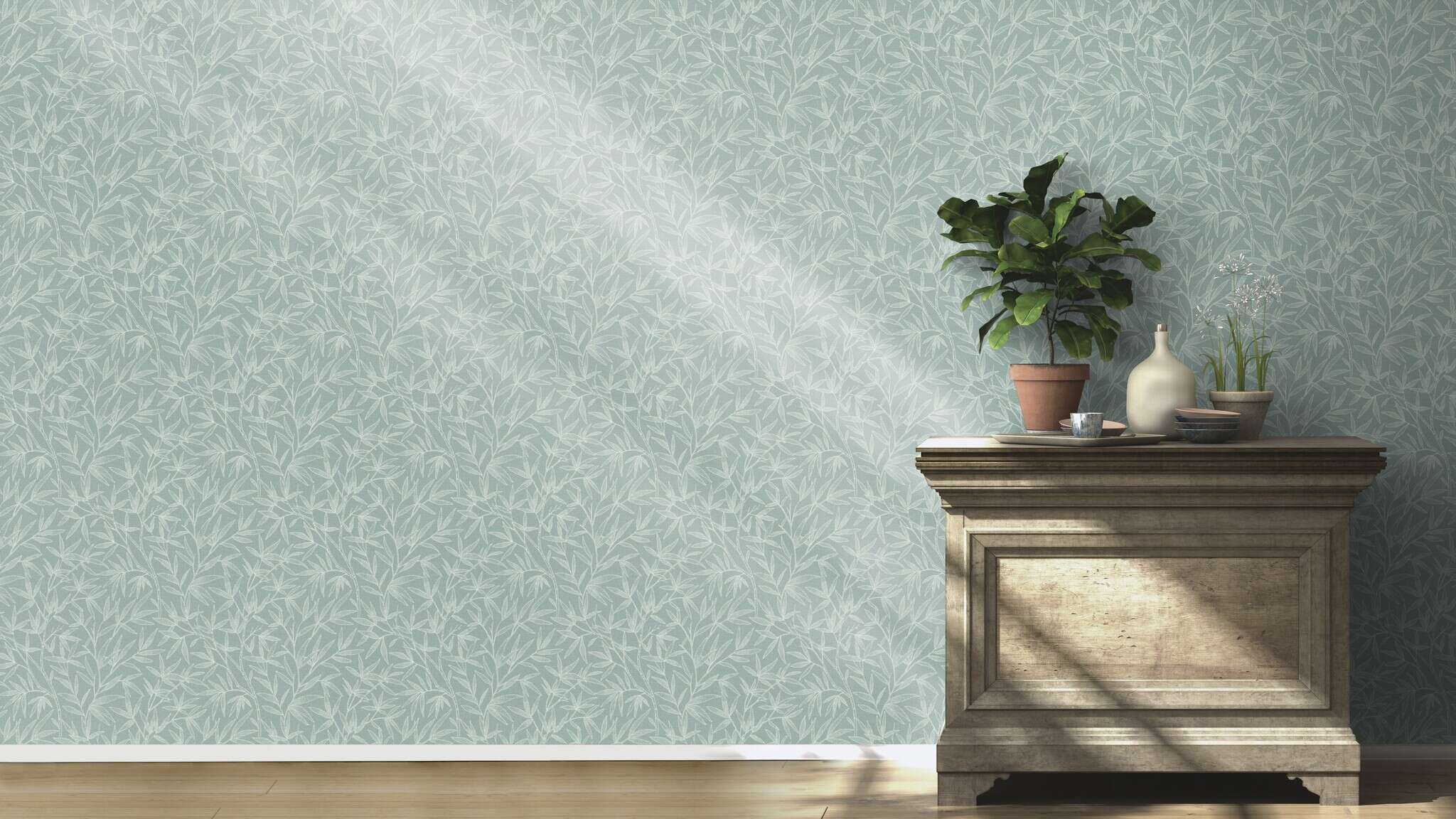 10-983159 Raumsituationen 1 Non-woven wallpaper in blue-petrol Novella XL 983159