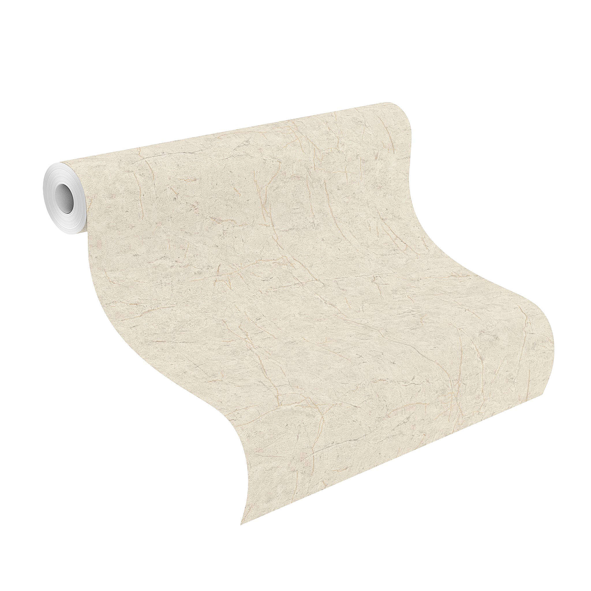10-600964 Rolle abgerollt 1 Unrolled wallpaper roll with Wallpaper with a natural marble look