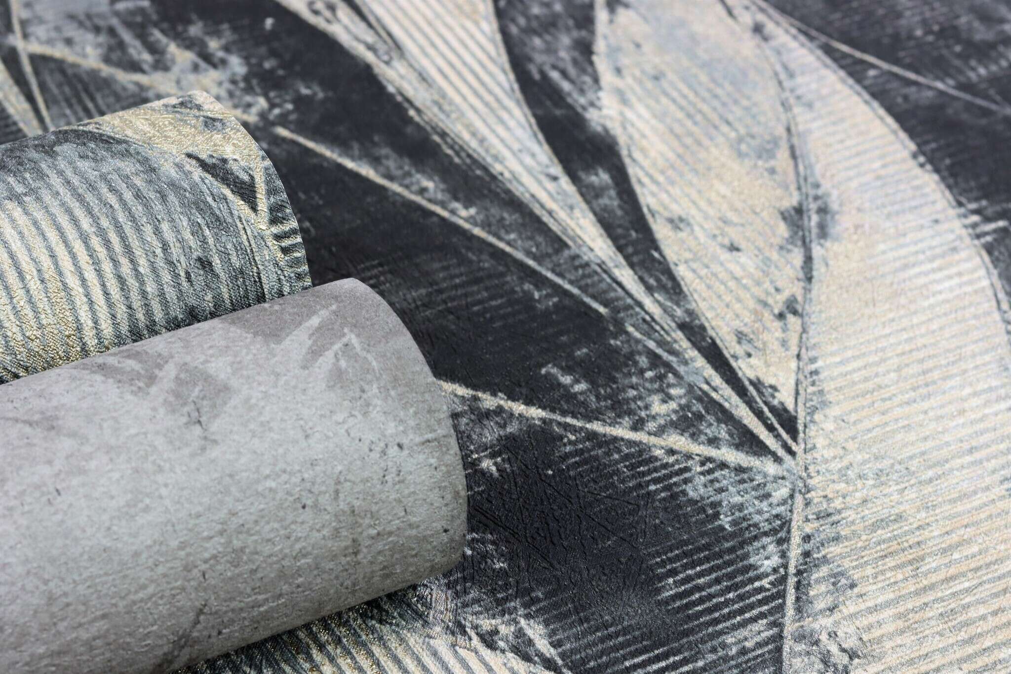 10-520750 Detailaufnahmen 12 Reed non-woven wallpaper in dark brown-taupe Selection 520750
