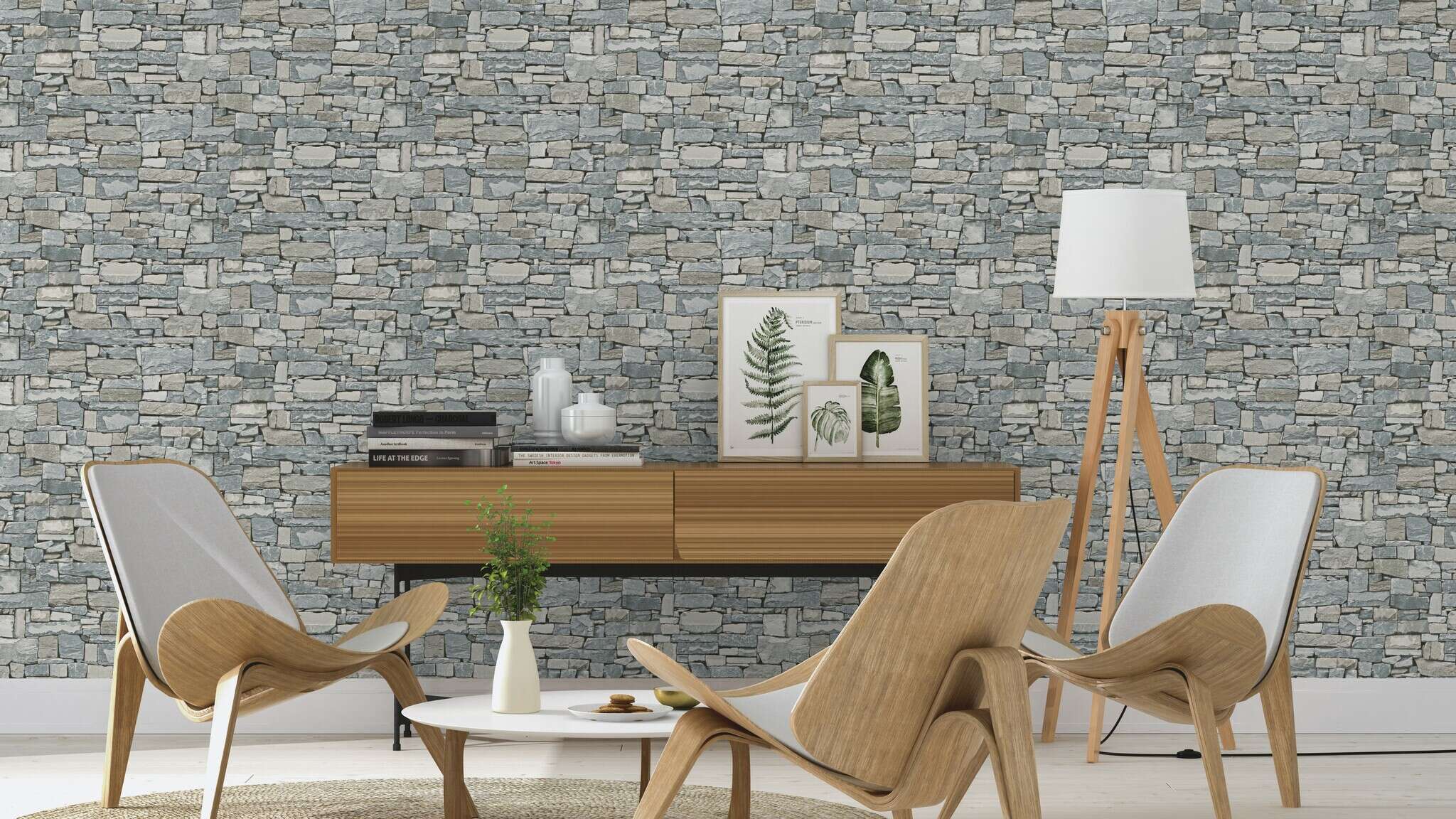 10-859102 Raumsituationen 2 Non-woven wallpaper in gray Selection vinyl/non-woven 859102