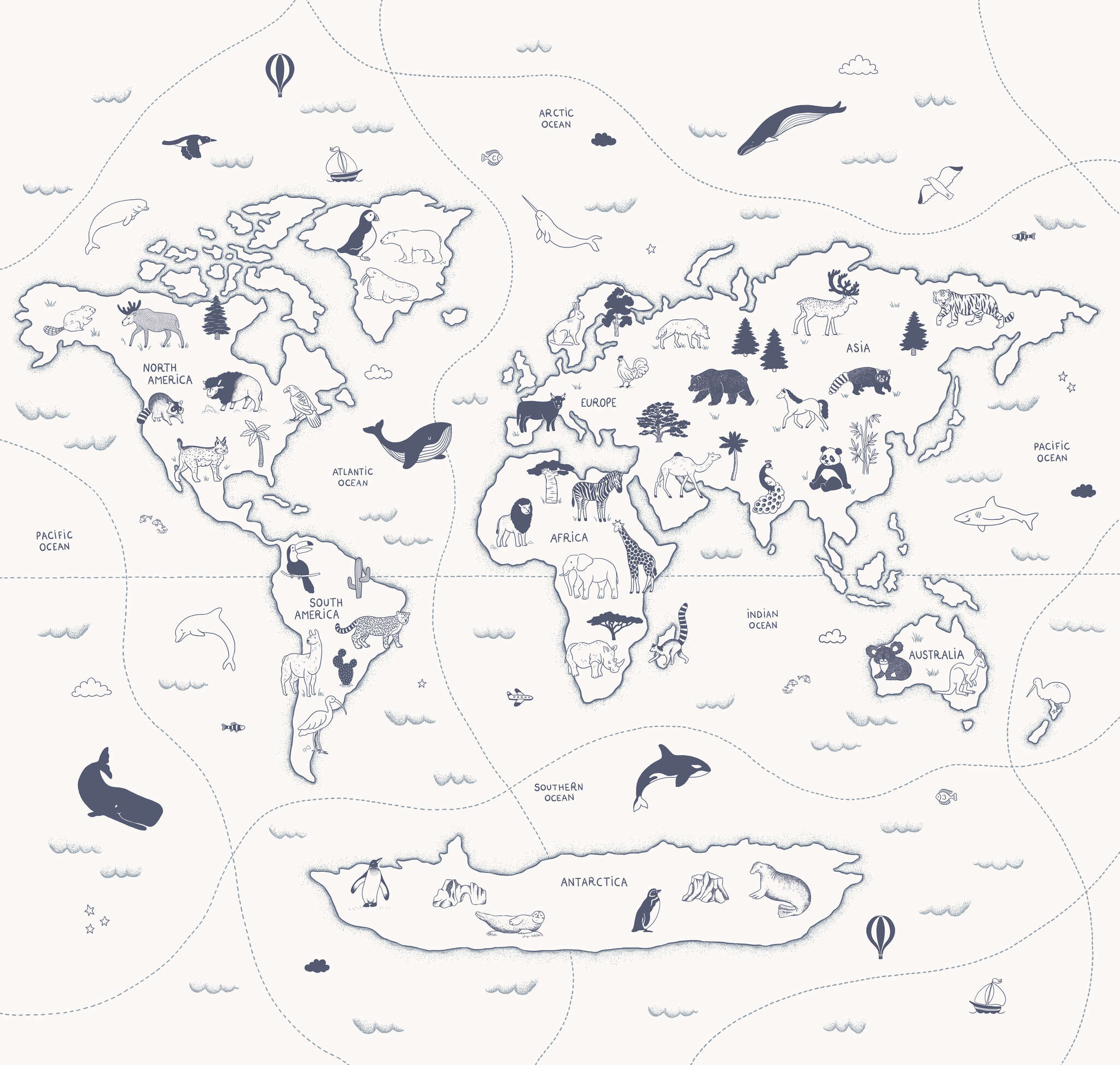 10-300066 Artikelscan 1 Vliestapete Animal World in Blau | Roomblush - RB399