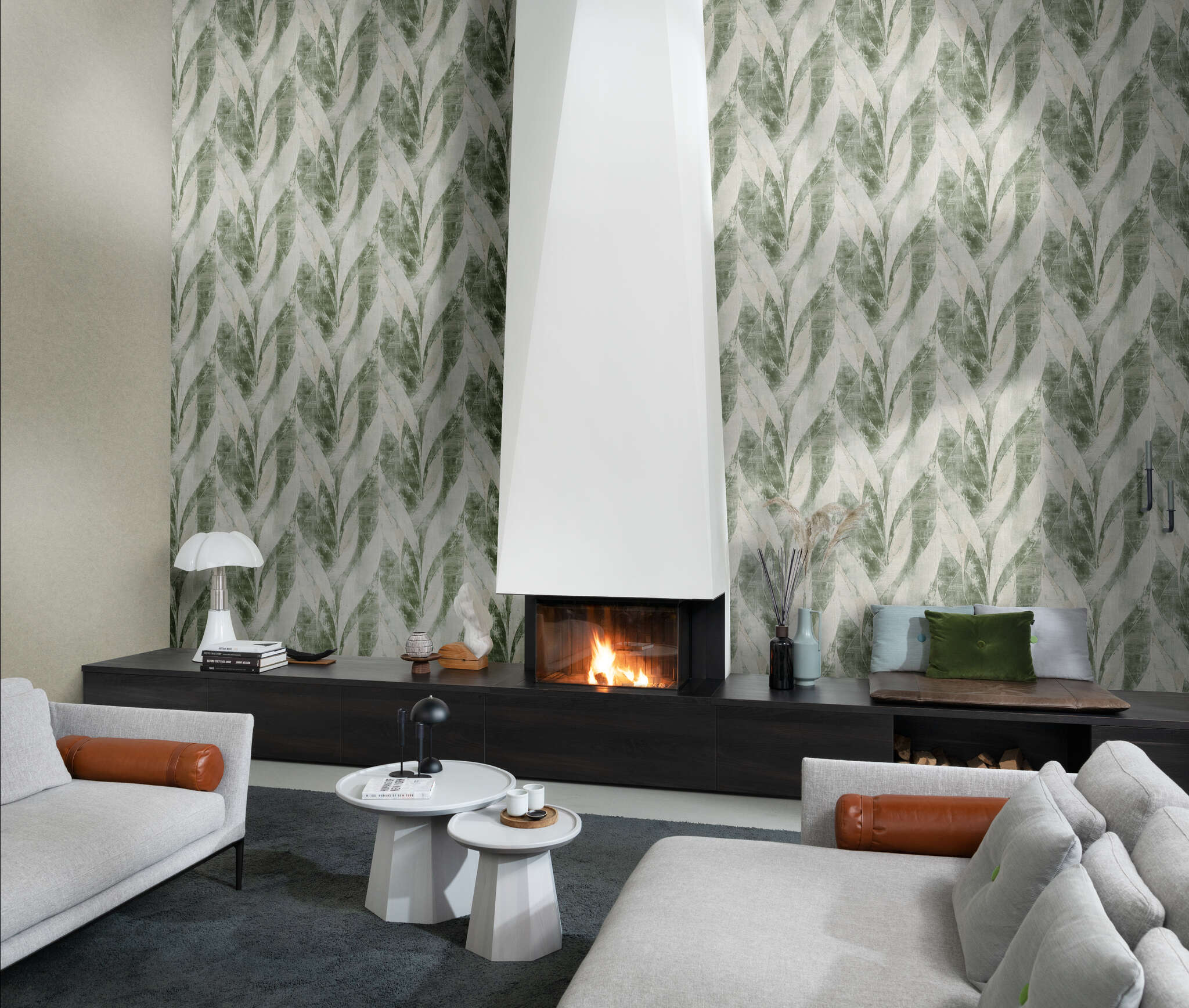 10-520279 Raumbilder 2 Room with Single-colour wallpaper with plaster look