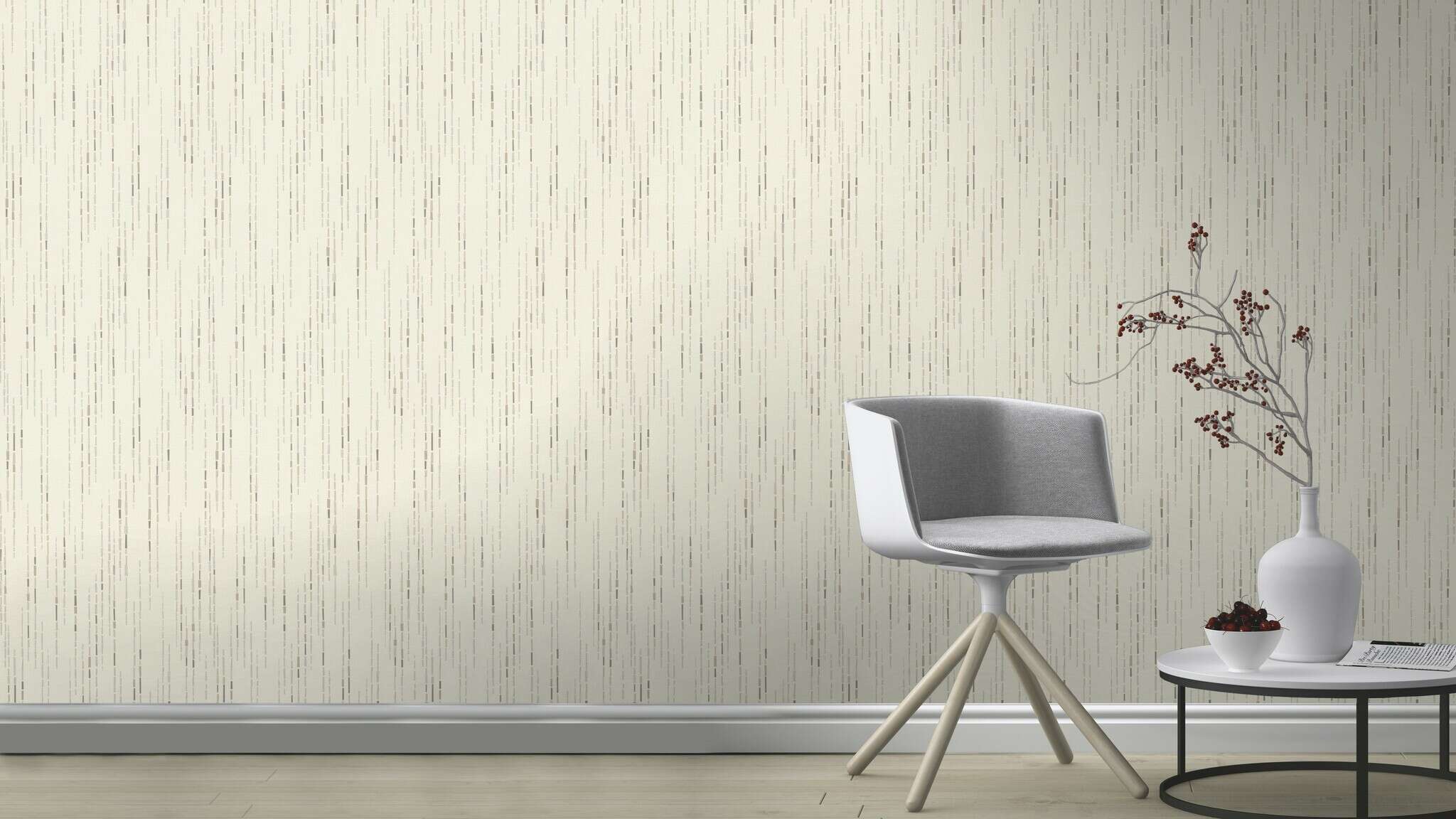 10-735130 Raumsituationen 1 Room with Wallpaper with vertical lines and textile texture