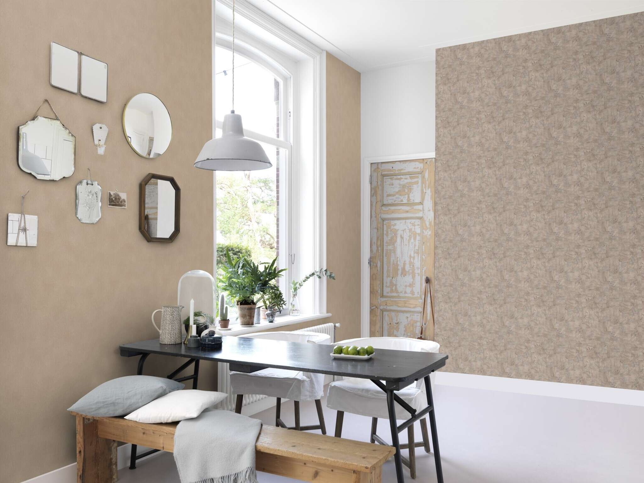 10-751055 Raumsituationen 3 Une chambre avec Papier peint uni aspect fourrure