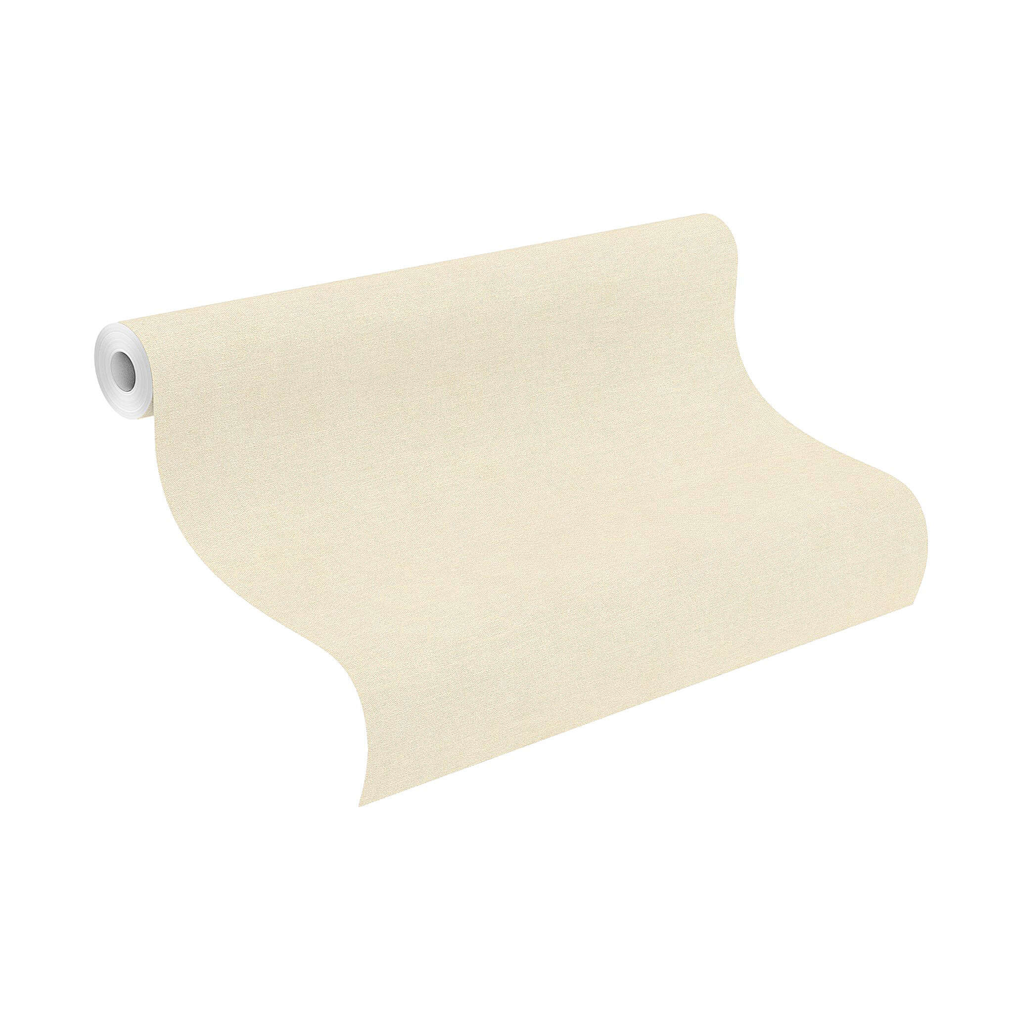 10-408256 Rolle abgerollt 1 Unrolled wallpaper roll with Light beige wallpaper with a matt, finely textured surface