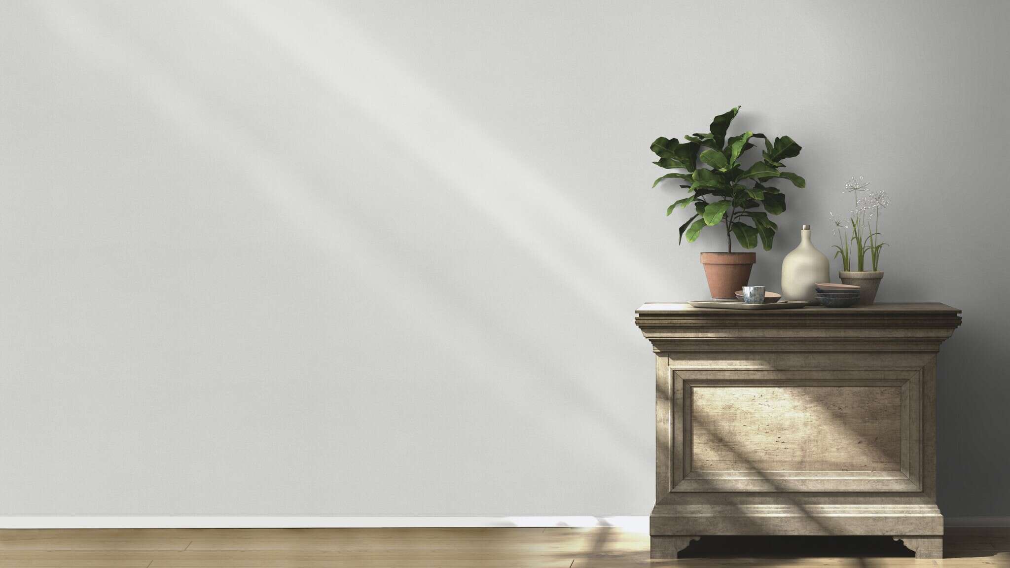 10-479447 Raumbilder 1 Raum mit Helle Vliestapete in einem kühlen Lichtgrau – dezent und perfekt für minimalistische Raumgestaltungen.