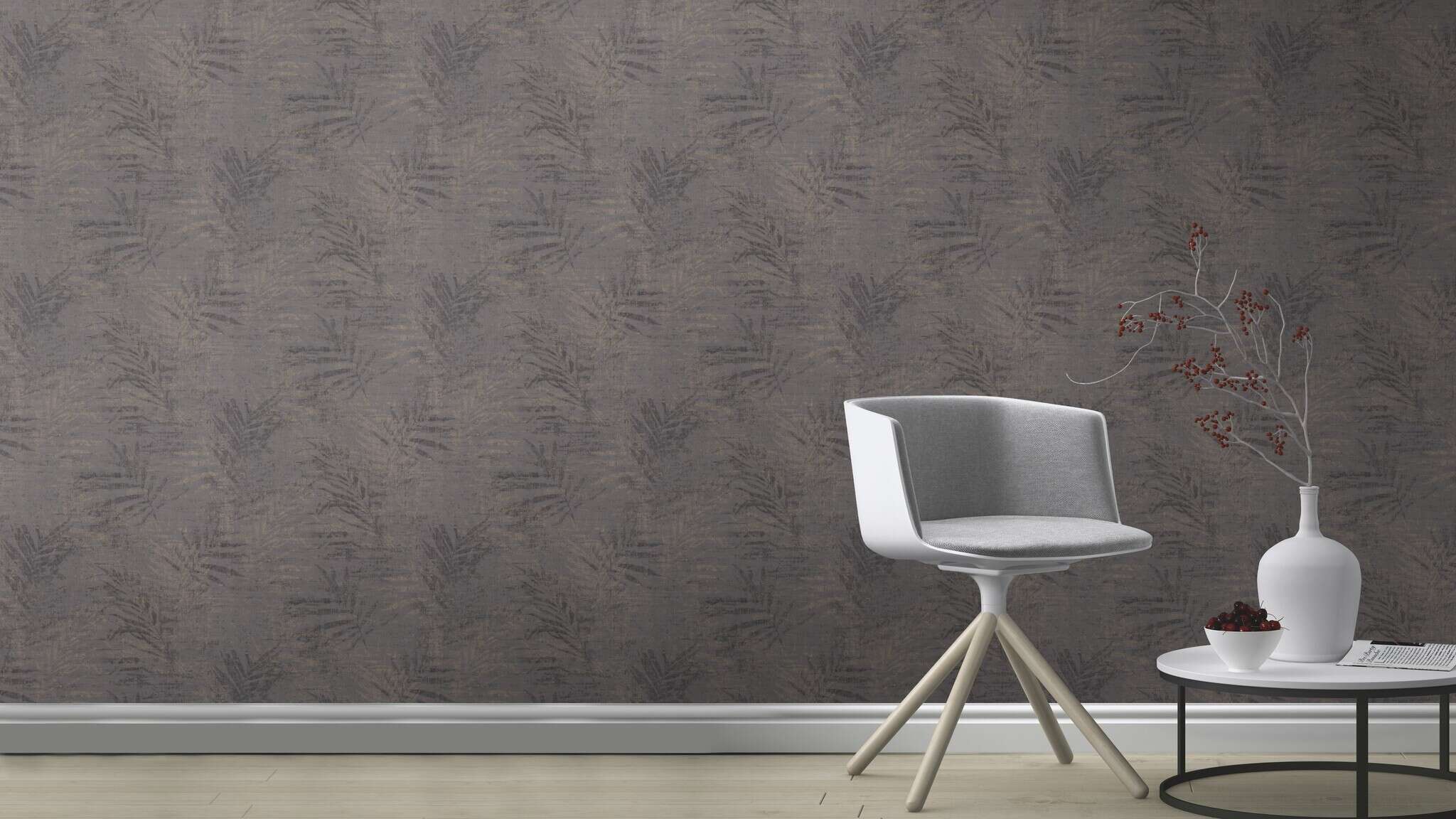 10-546620 Raumsituationen 1 Non-woven wallpaper bamboo in dark gray 546620