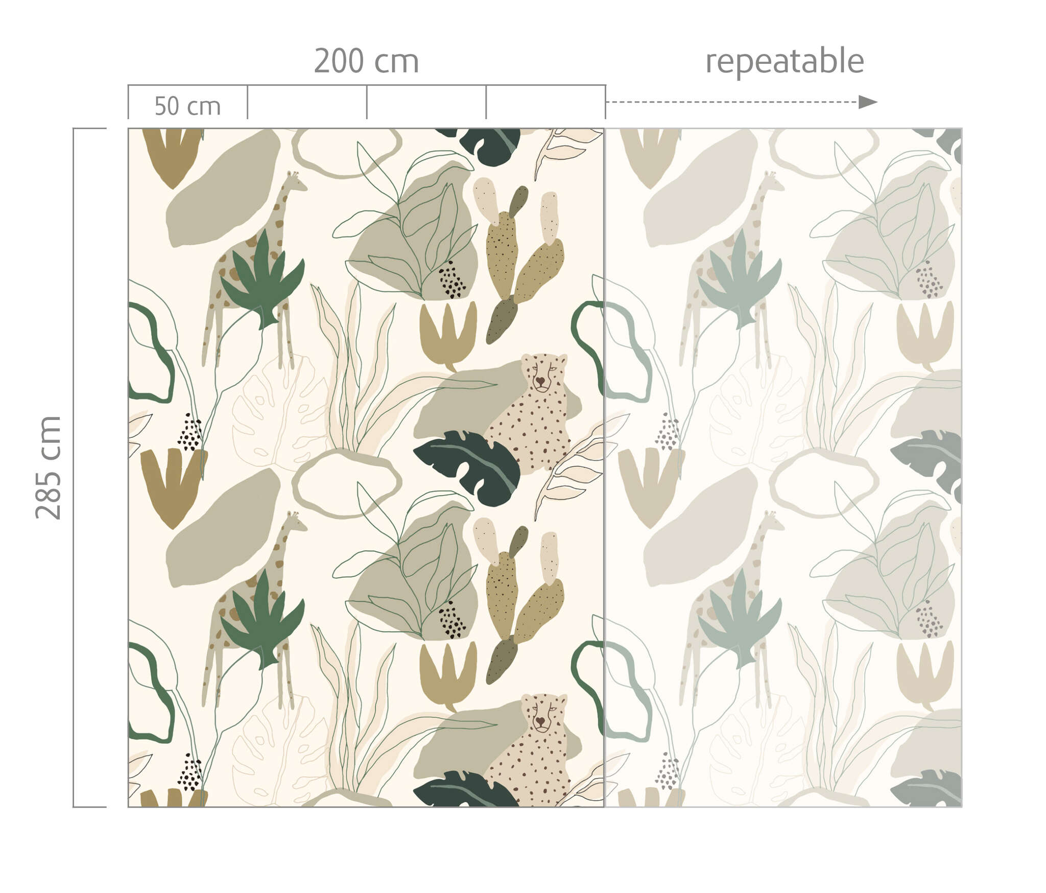10-300099 Bildauschnitt 1 Wall mural Safari in Green | Roomblush - RB247