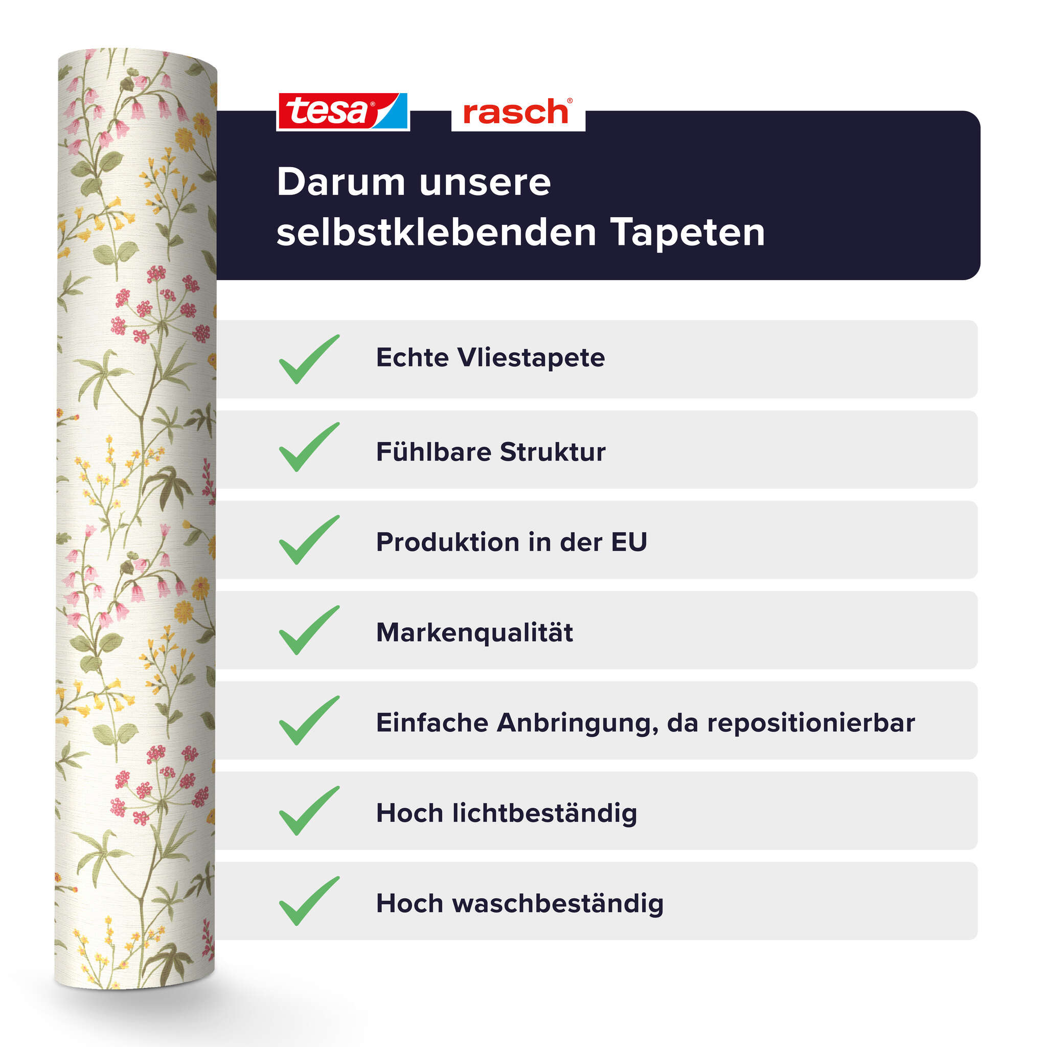 10-370317 Detailaufnahmen 4 Papier peint adhésif Daisy 370317 - Papier peint fleuri avec fleurs sauvages en jaune, rose et vert