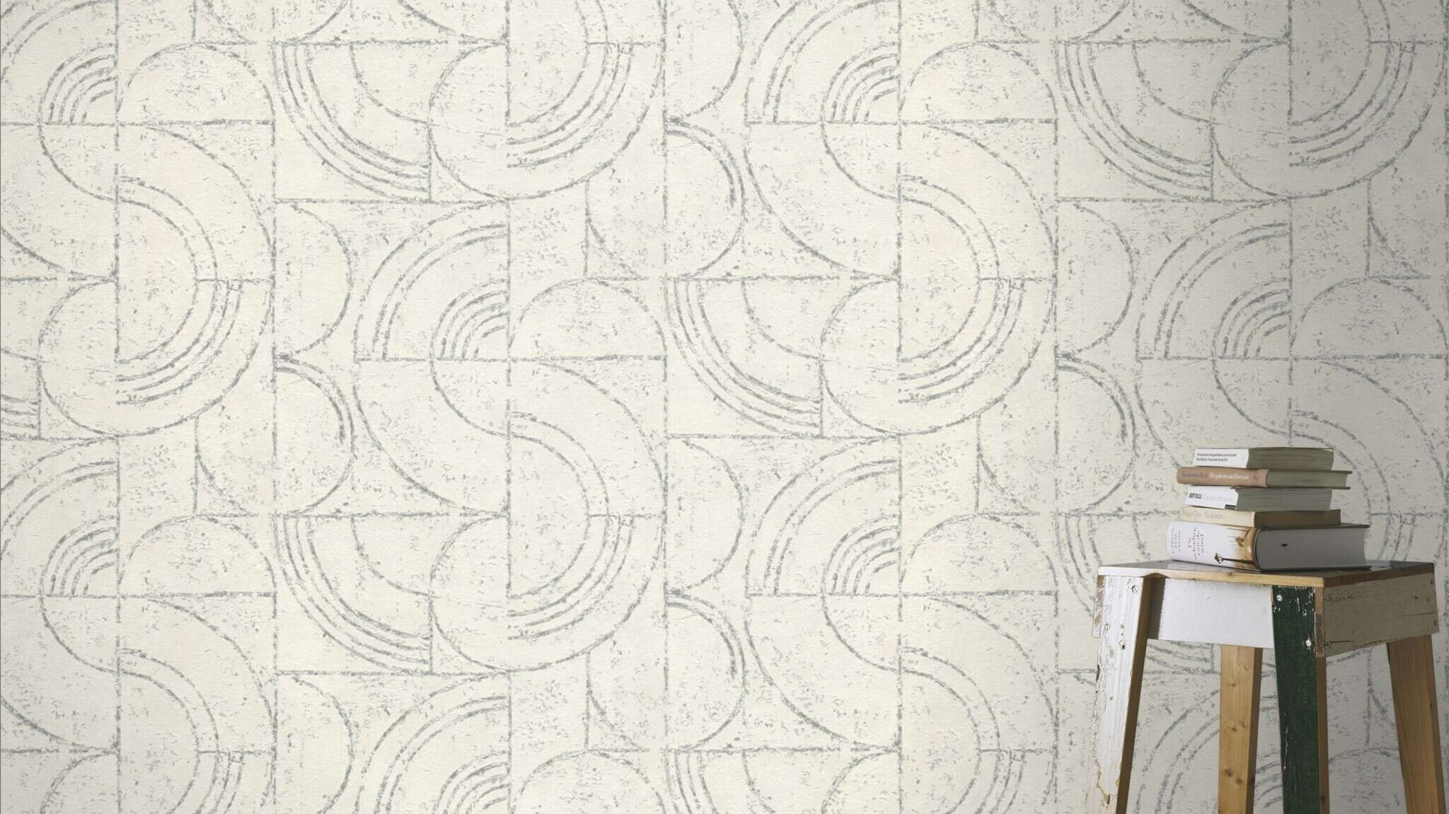10-653618 Raumsituationen 3 Graphic non-woven wallpaper in white-cream white Welcome Home 653618