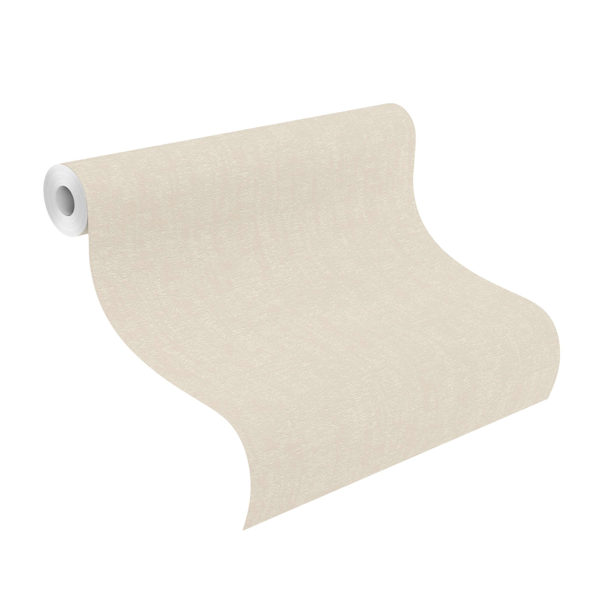 10-314618 Rolle abgerollt 1 Rollenabbildung mit Strukturierte Uni-Tapete in warmem Beige mit feiner Leinenanmutung