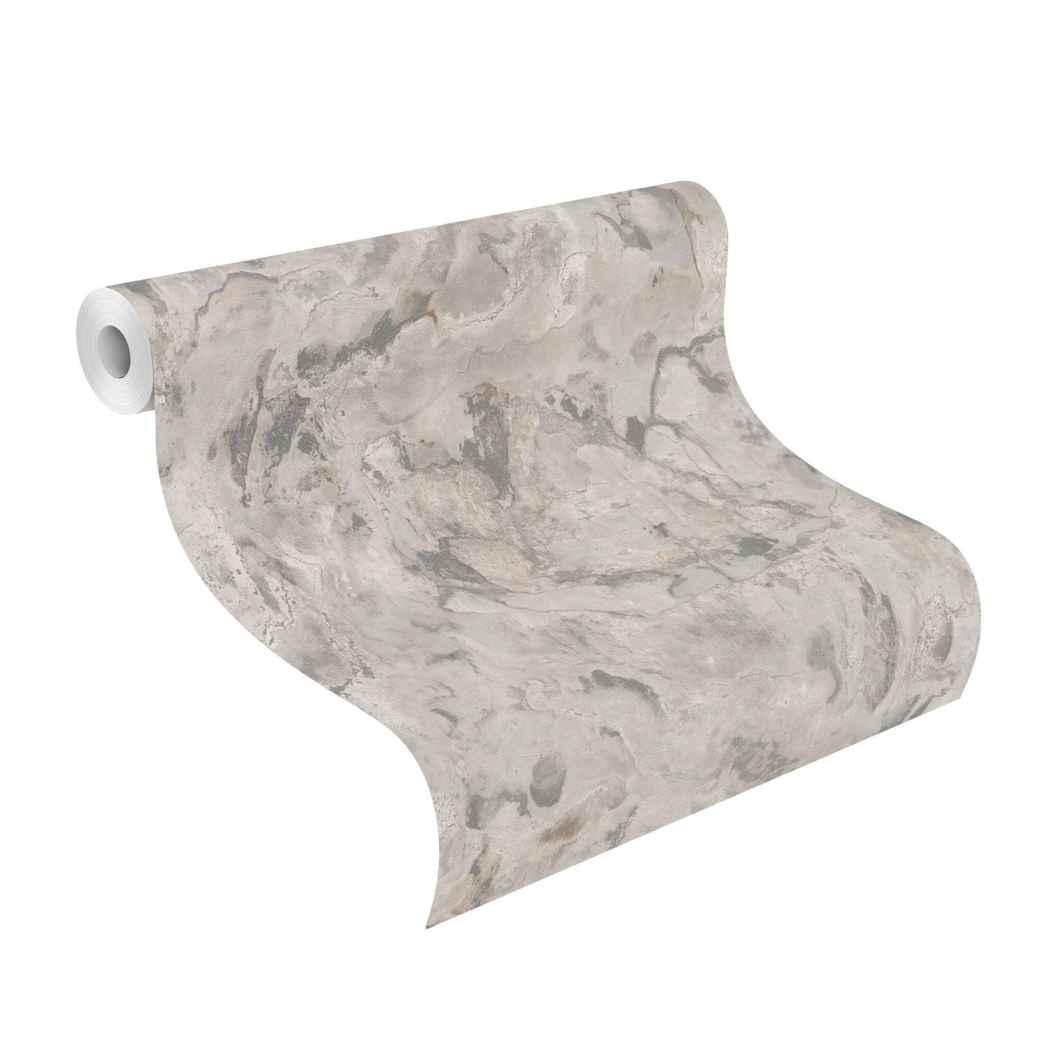 10-514643 Rolle abgerollt 1 Rollenabbildung mit Tapete mit Natursteinoptik
