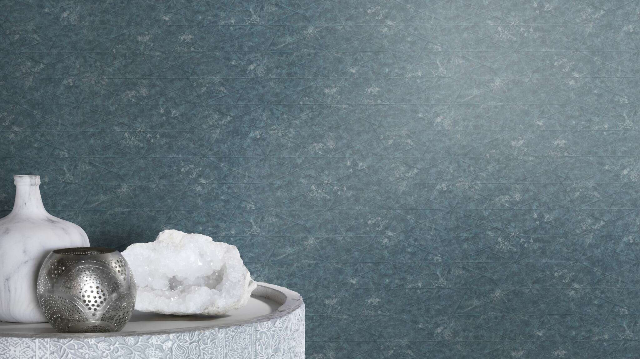 10-554366 Raumsituationen 1 Non-woven wallpaper in blue-petrol Selection 554366