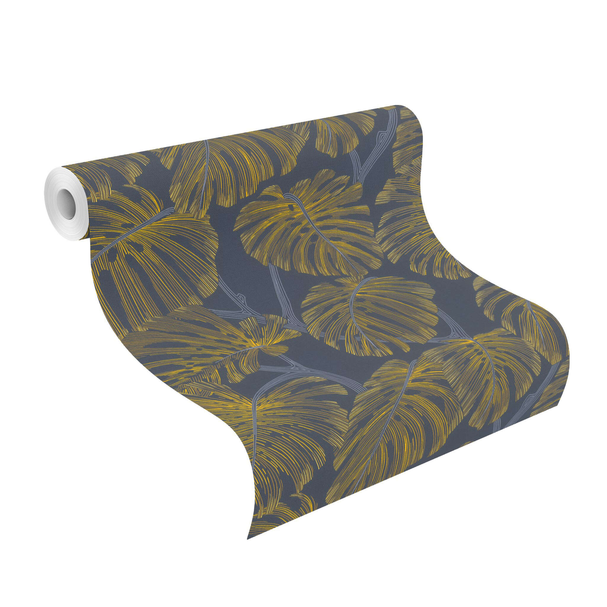 10-692105 Rolle abgerollt 1 Vliestapete Monstera in Blau 692105